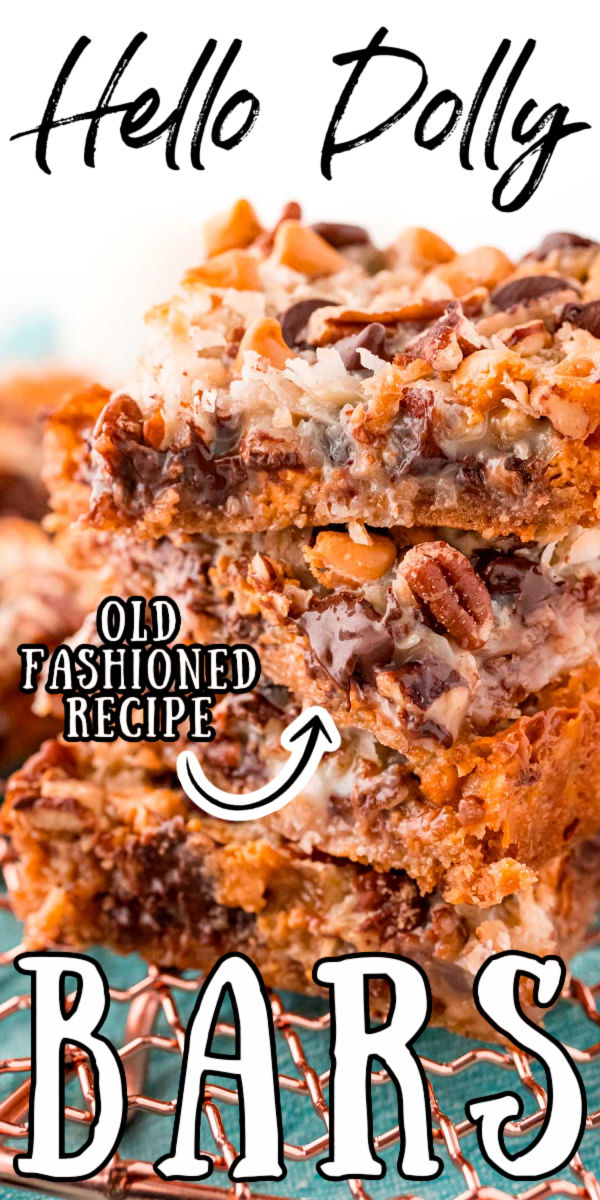 Hello Dolly Bars are the ultimate sweet and gooey treat that’s loaded with chocolate chips, butterscotch chips, pecans, shredded coconut, and moistened with sweetened condensed milk! via @sugarandsoulco