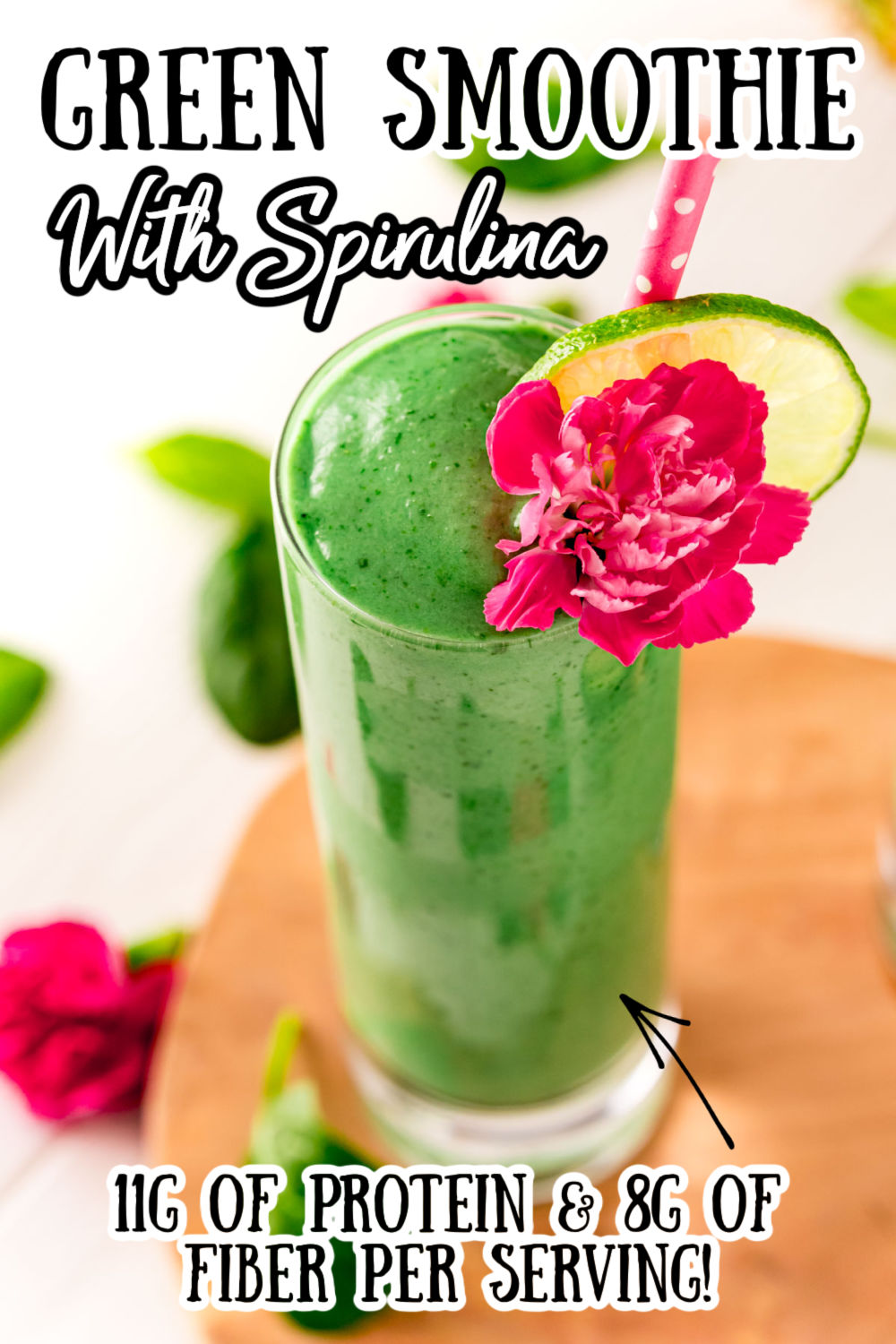 This Green Pineapple Spinach Spirulina Smoothie is overflowing with health benefits that are hidden behind a sweet fruity flavor you'll love! via @sugarandsoulco