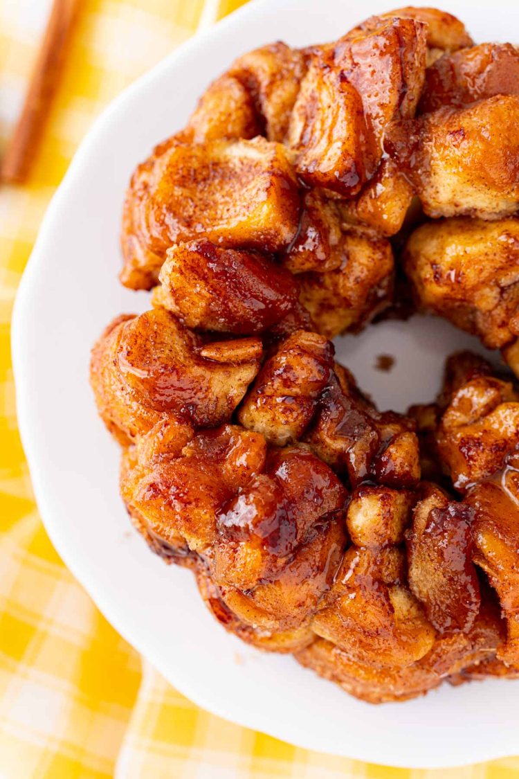 Overhead photo of air fryer monkey bread.