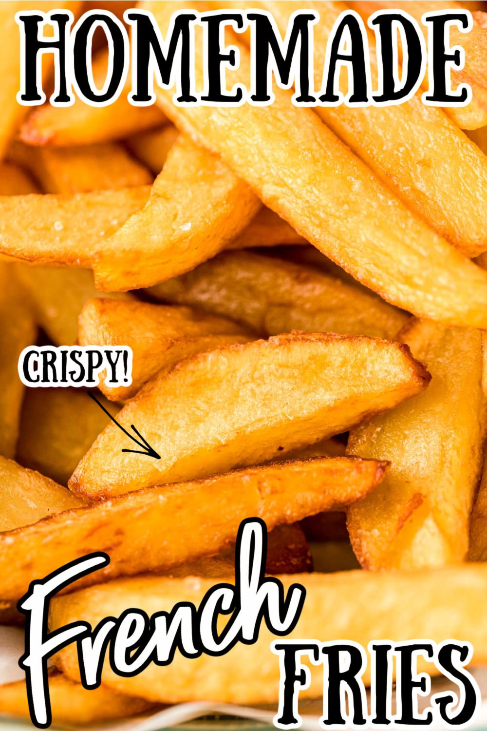 These Homemade French Fries hit your table in under 35 minutes after being double fried to a beautiful, crisp golden brown! Pair these crunchy french fries with your favorite burger, chicken tenders, or with a tasty slab of fried fish! via @sugarandsoulco