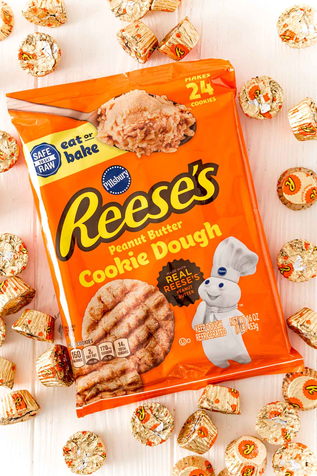 Ingredients to make peanut butter cookie cups.