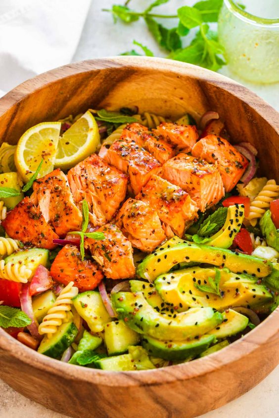 Salmon Pasta Salad Recipe - Sugar and Soul