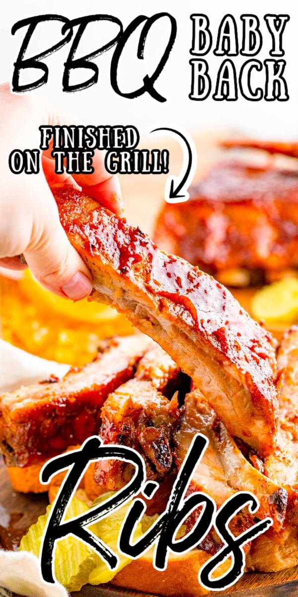 BBQ Baby Back Ribs On The Grill are rubbed with delicious spices and basted in your favorite barbeque sauce and a secret tip for ribs that are fall off the bone tender! via @sugarandsoulco