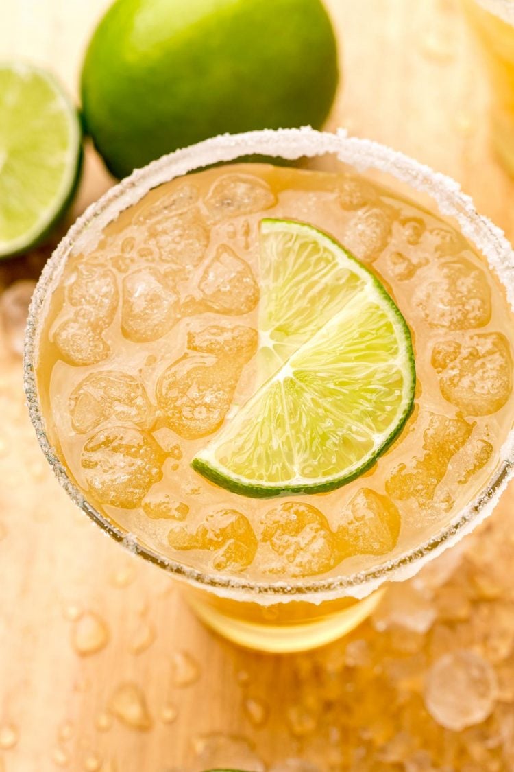 Close up photo of a beer margarita.