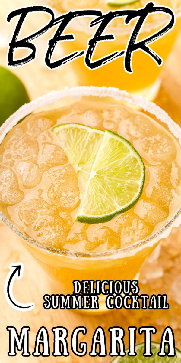 Beer Margaritas are an easy drink recipe made with Corona, tequila, triple sec, lime juice, and agave! This refreshing large batch cocktail is perfect for sharing with friends! via @sugarandsoulco