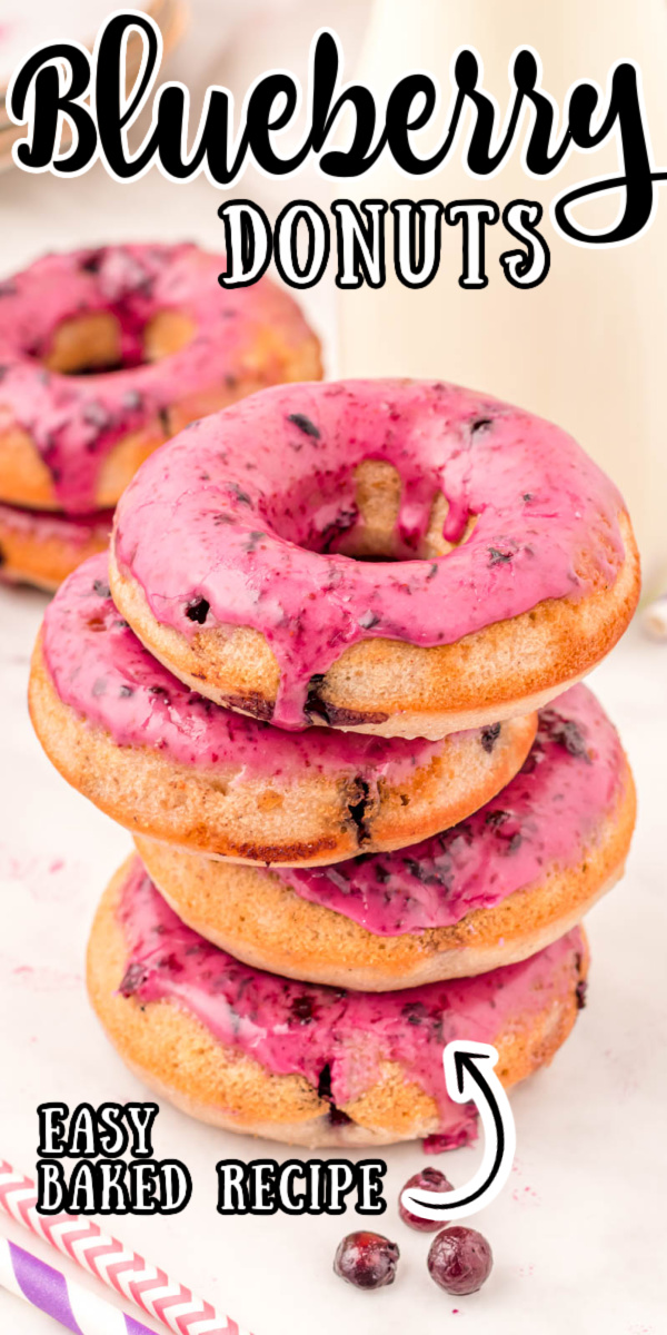 Baked Blueberry Donuts is an easy homemade treat bursting with juicy sweet blueberries and topped with delicious blueberry icing and ready in just 30 minutes! via @sugarandsoulco