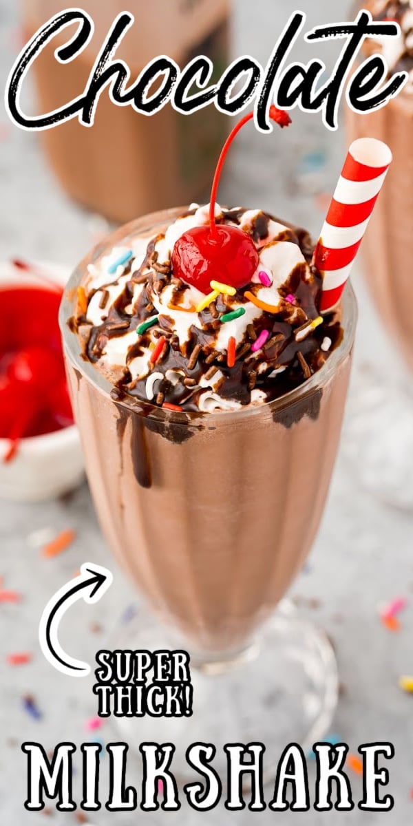This Chocolate Milkshake is super thick and packed with rich chocolatey flavor made with only two ingredients that's ready for sipping in just 5 minutes! via @sugarandsoulco