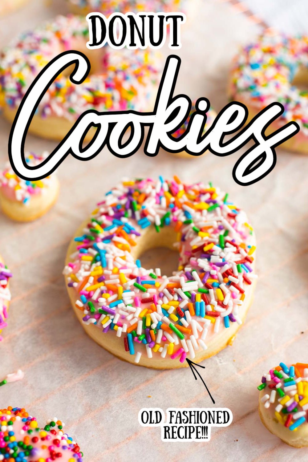 These Donut Cookies are soft, lightly sweetened cookies that are covered in easy-to-make icing and then topped with fun colorful sprinkles! via @sugarandsoulco