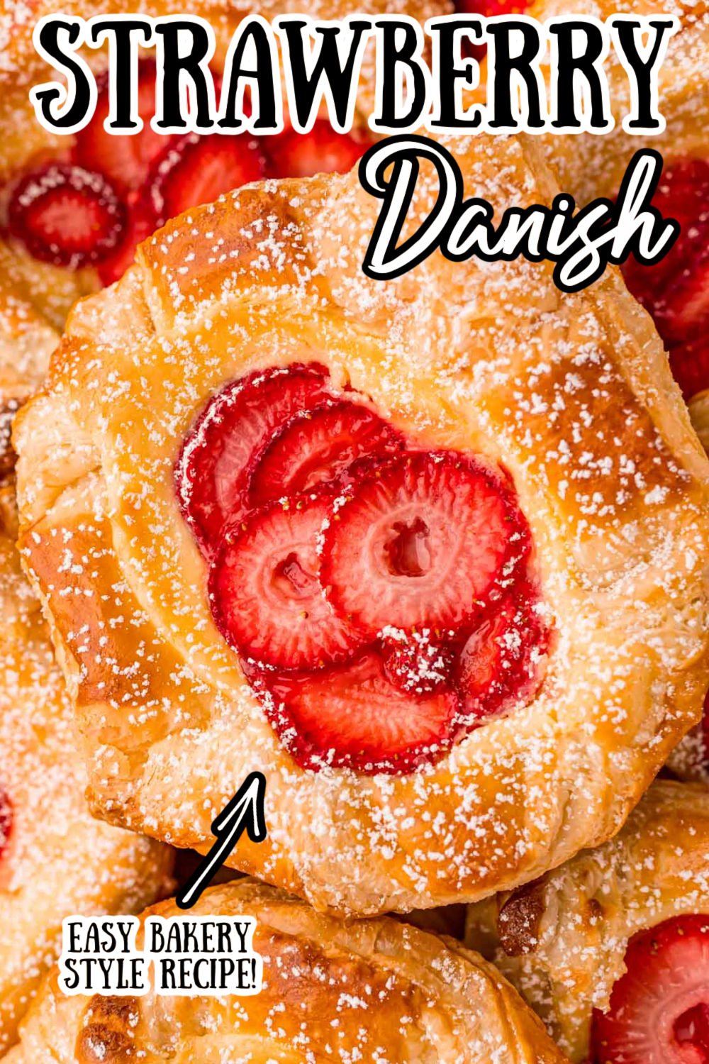These Strawberry Danishes are filled with a sweet cream cheese filling and topped with juicy fresh strawberries and baked to a flaky golden brown for an easy breakfast pastry everyone will love! via @sugarandsoulco