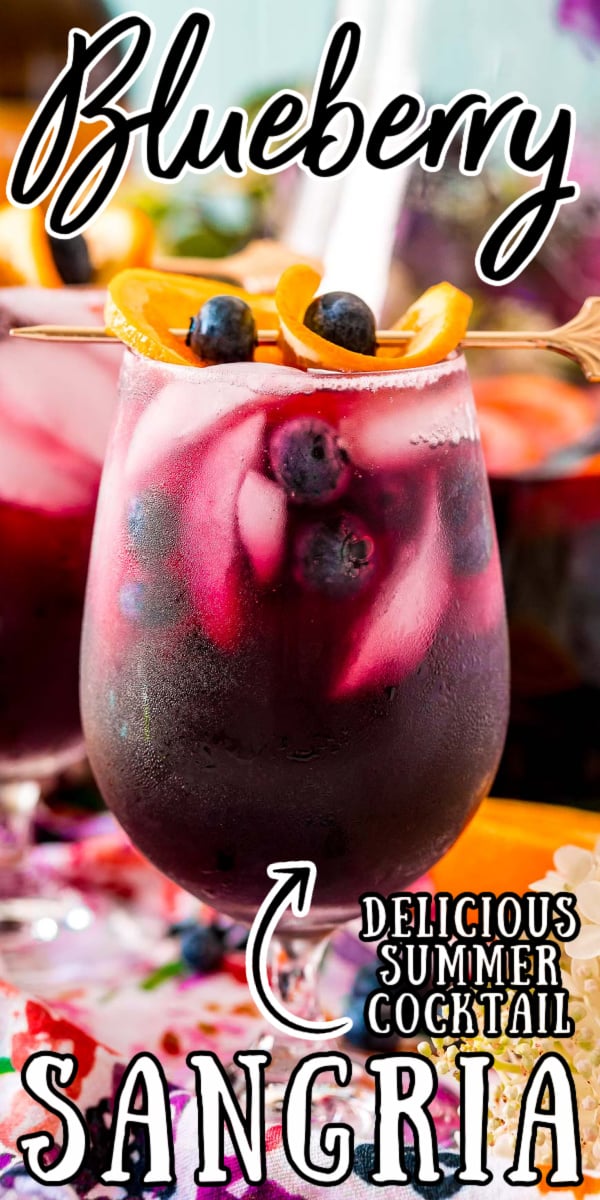 Blueberry Sangria is a large batch cocktail that combines 4 ingredients with blueberries and Cara Cara oranges for a refreshing Summer drink! via @sugarandsoulco