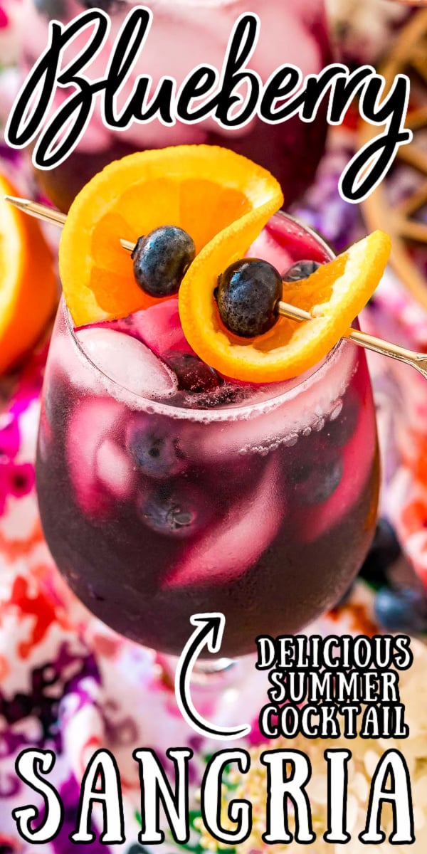 Blueberry Sangria is a large batch cocktail that combines 4 ingredients with blueberries and Cara Cara oranges for a refreshing Summer drink! via @sugarandsoulco