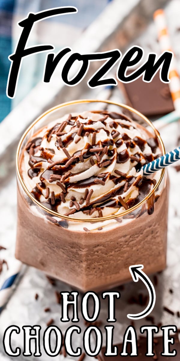 Frozen Hot Chocolate is loaded with the rich chocolaty flavor you love about hot cocoa but in frozen form making it the perfect Summer treat! This quickly comes together in just 5 minutes using only 5 ingredients! via @sugarandsoulco