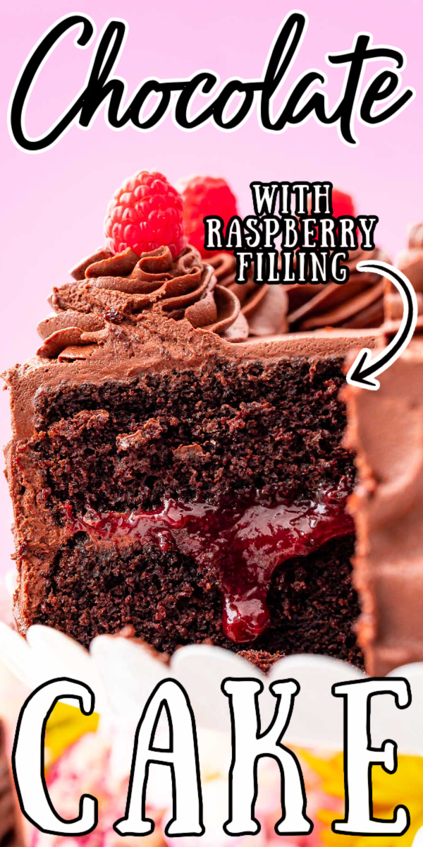 Dark Chocolate Raspberry Cake is perfect for special occasions! It’s made with two rich chocolate cake layers, homemade raspberry filling, and a whipped Chocolate Ganache frosting.  via @sugarandsoulco