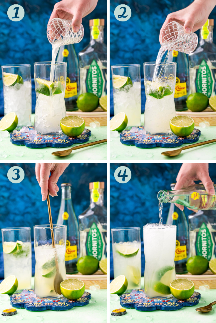 Step by step photo collage showing how to make ranch water.