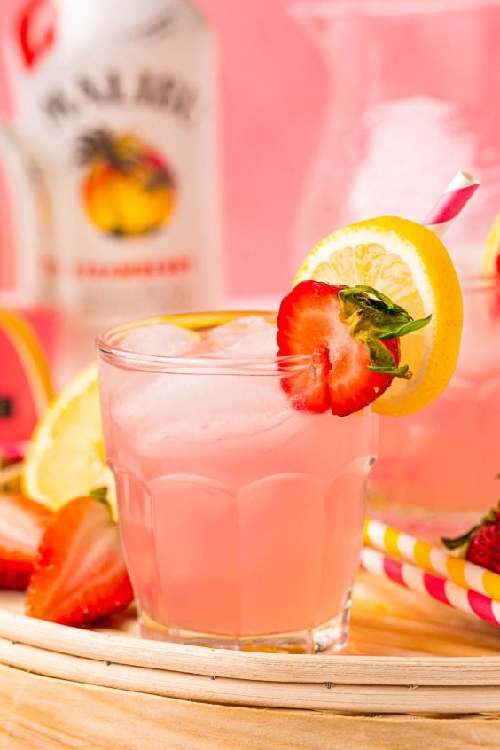 Strawberry Pink Lemonade Vodka Cocktail Sugar and Soul