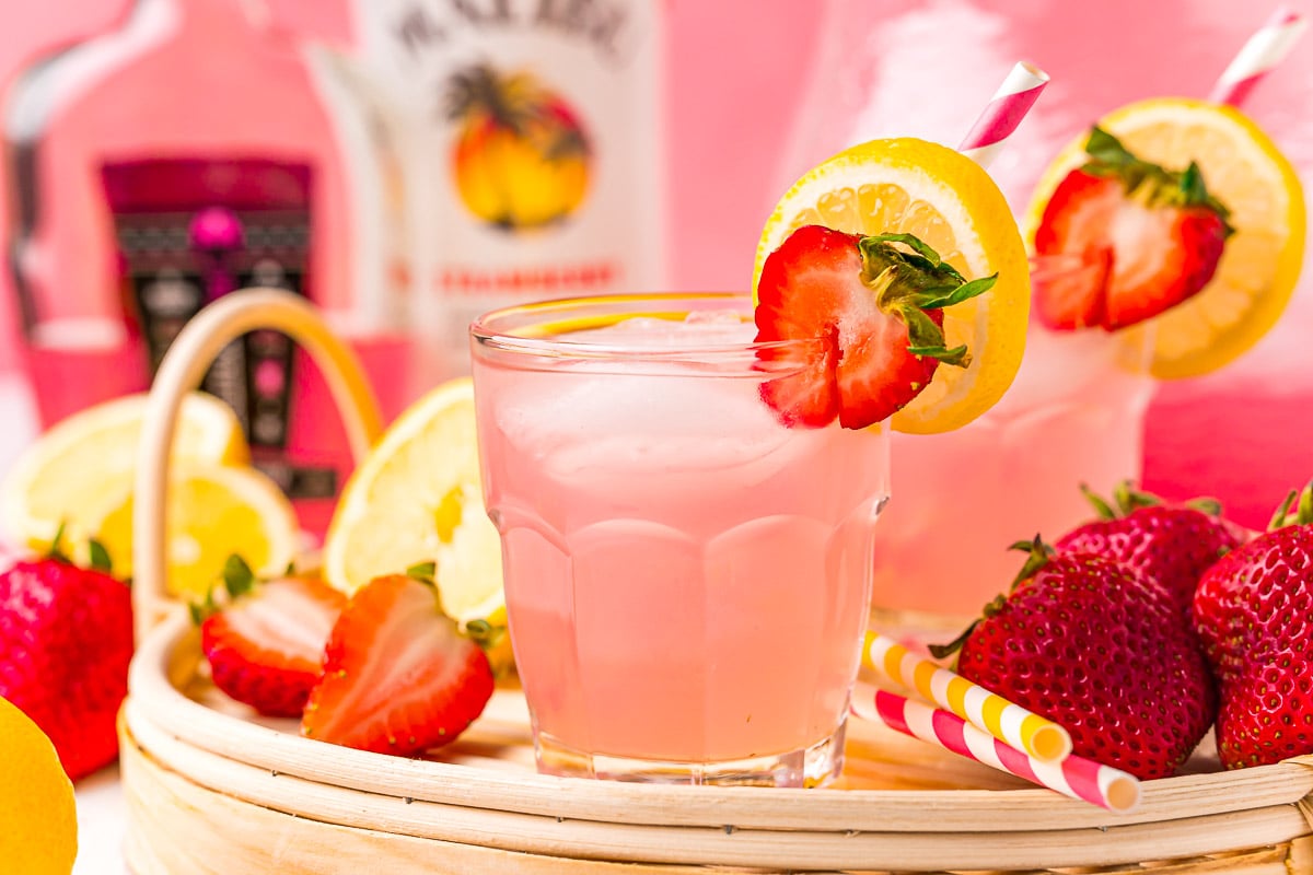 Strawberry Pink Lemonade Vodka Cocktail - Sugar and Soul