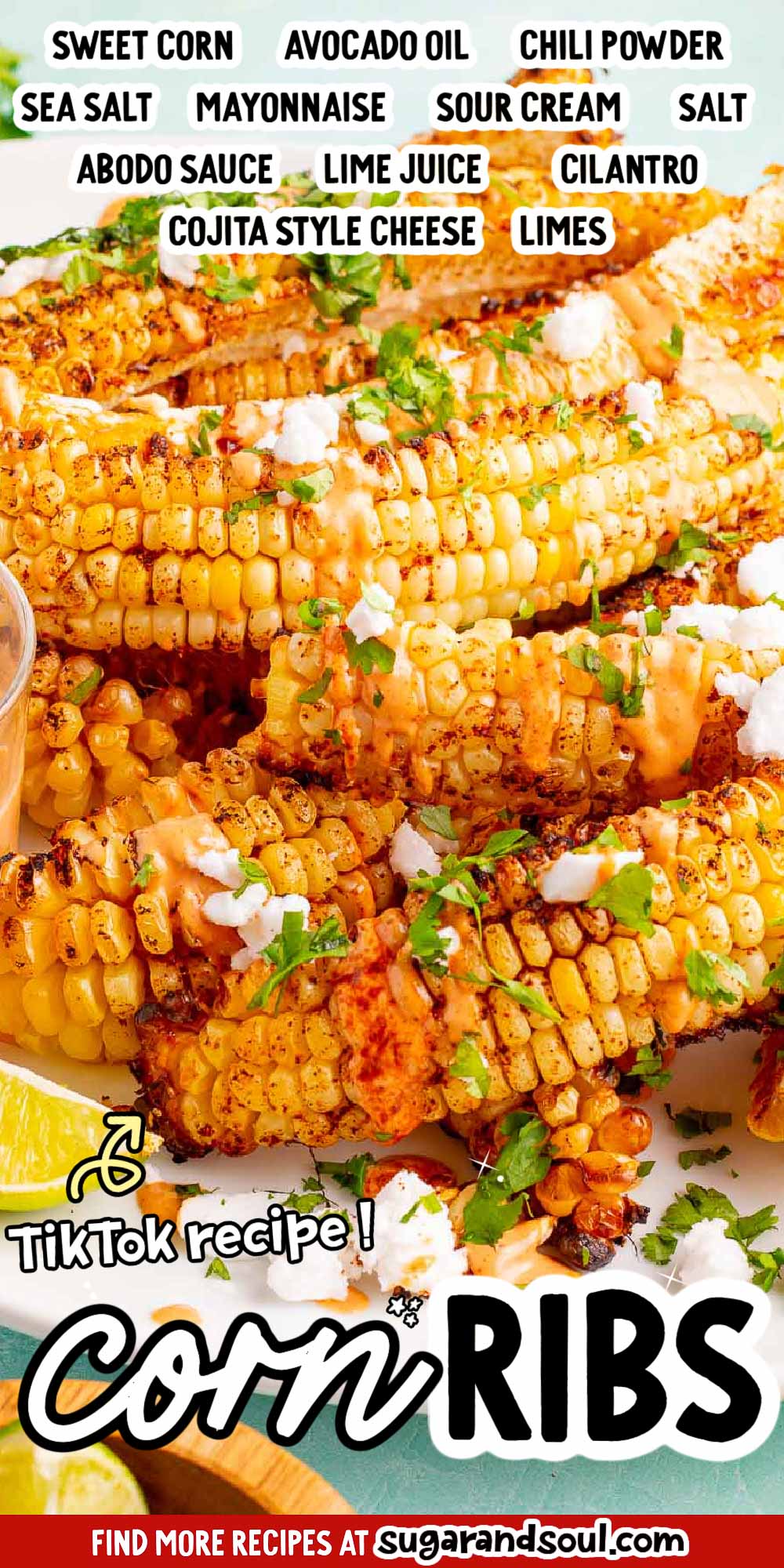 Corn Ribs slices ears of fresh sweet corn into strips and seasons them before they get charred up to perfectly sweet and slightly chewy corn! Prep this TikTok side dish in just 15 minutes! via @sugarandsoulco