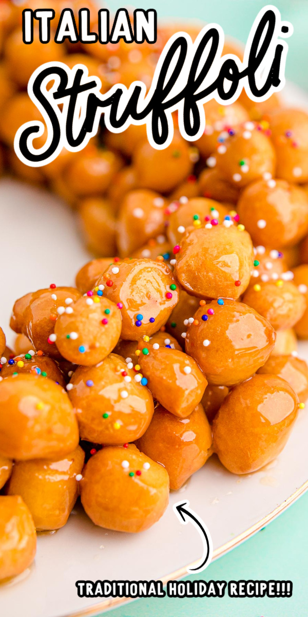 Struffoli uses pantry staple ingredients to create marble sizes of dough that get deep-fried before being covered in a sweet honey glaze! A classic Italian treat that will quickly disappear from the table! via @sugarandsoulco