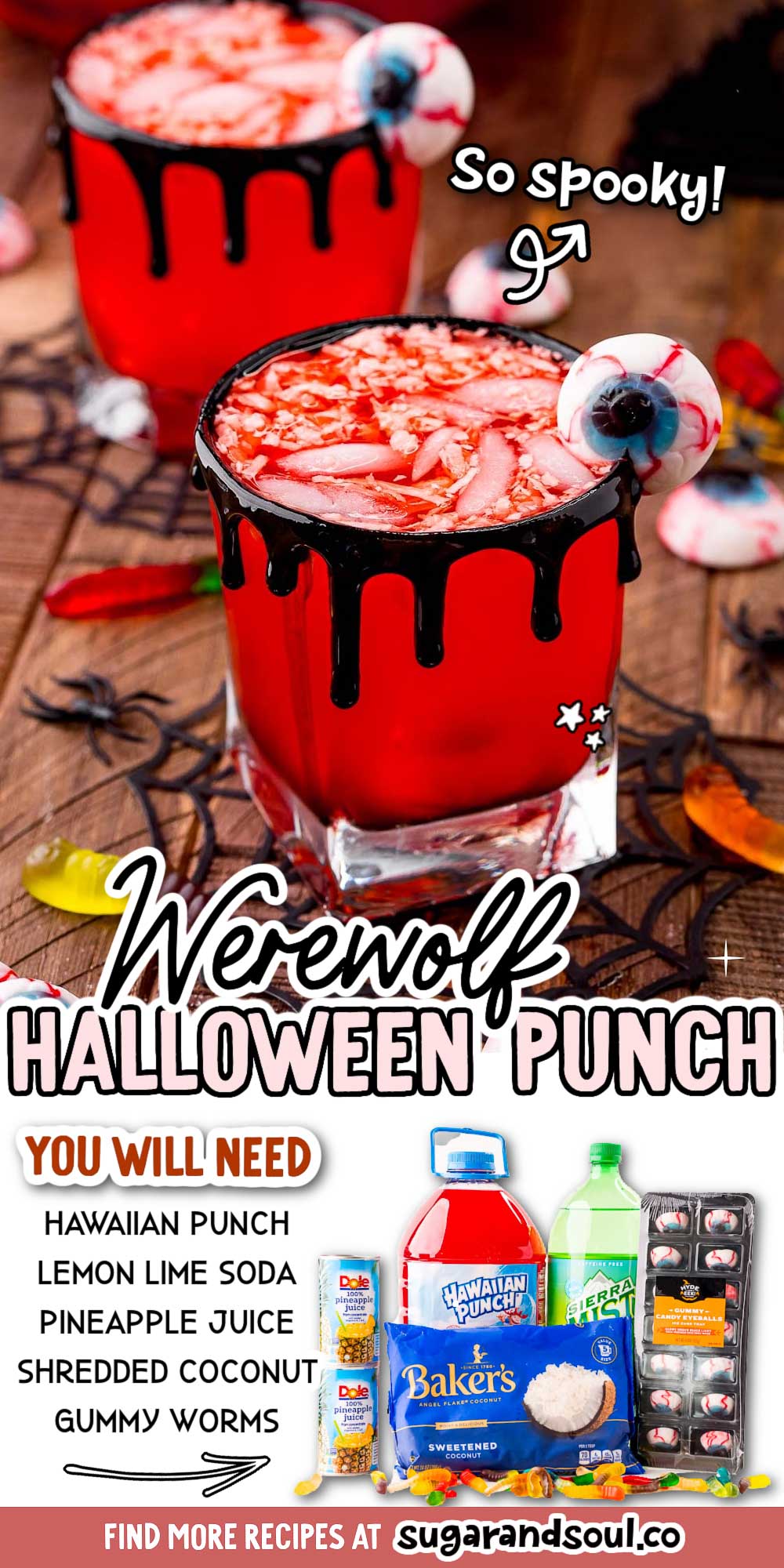 This fun Halloween Party Punch is an easy family-friendly recipe made with just a handful of ingredients in just 5 minutes! This makes a huge batch so it's perfect for Halloween Parties! via @sugarandsoulco