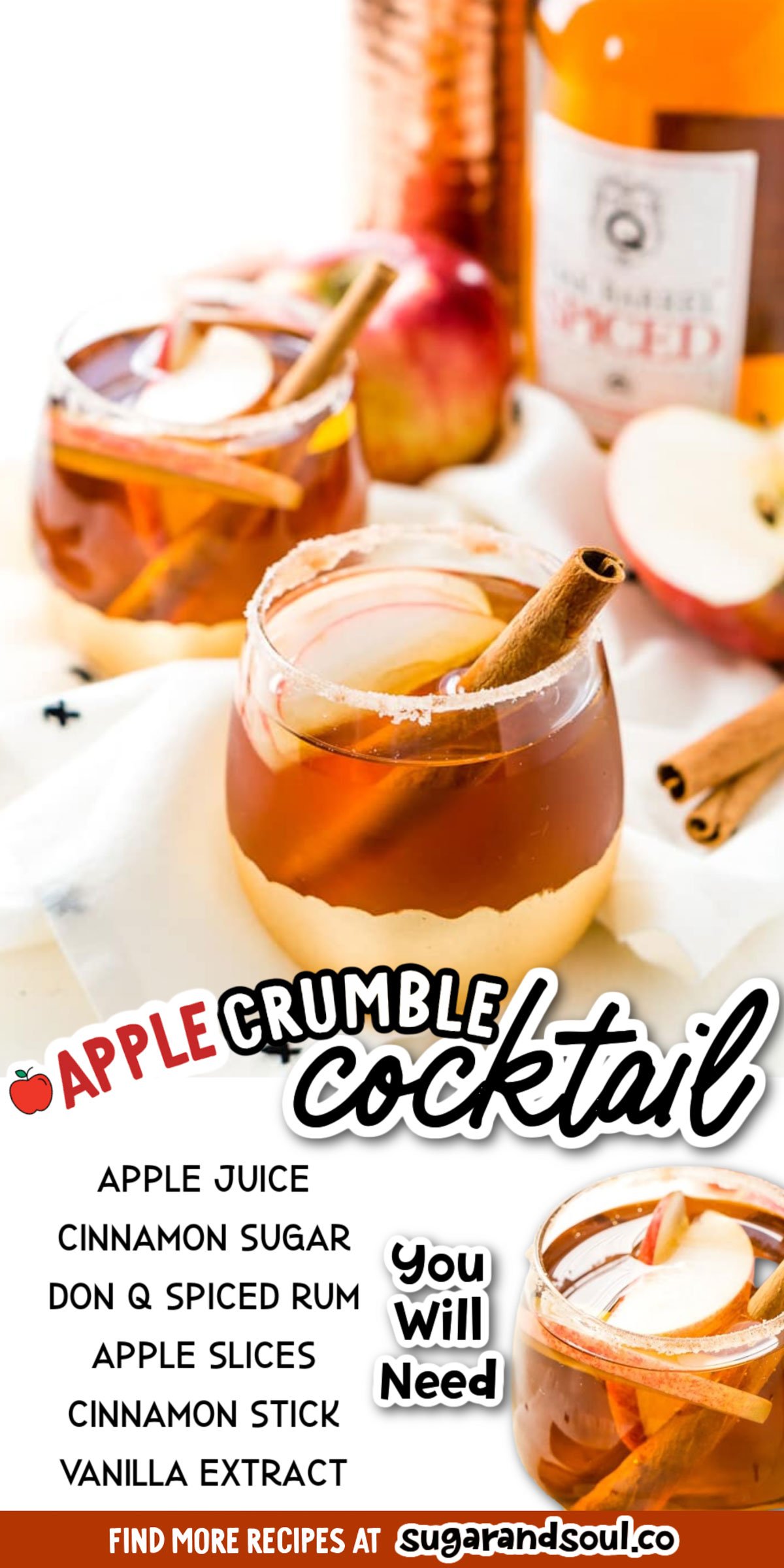This Apple Crumble Cocktail is so simple to make and tastes like a crumbly apple pie in liquid form, a delicious fall alcoholic drink you can make in minutes! via @sugarandsoulco