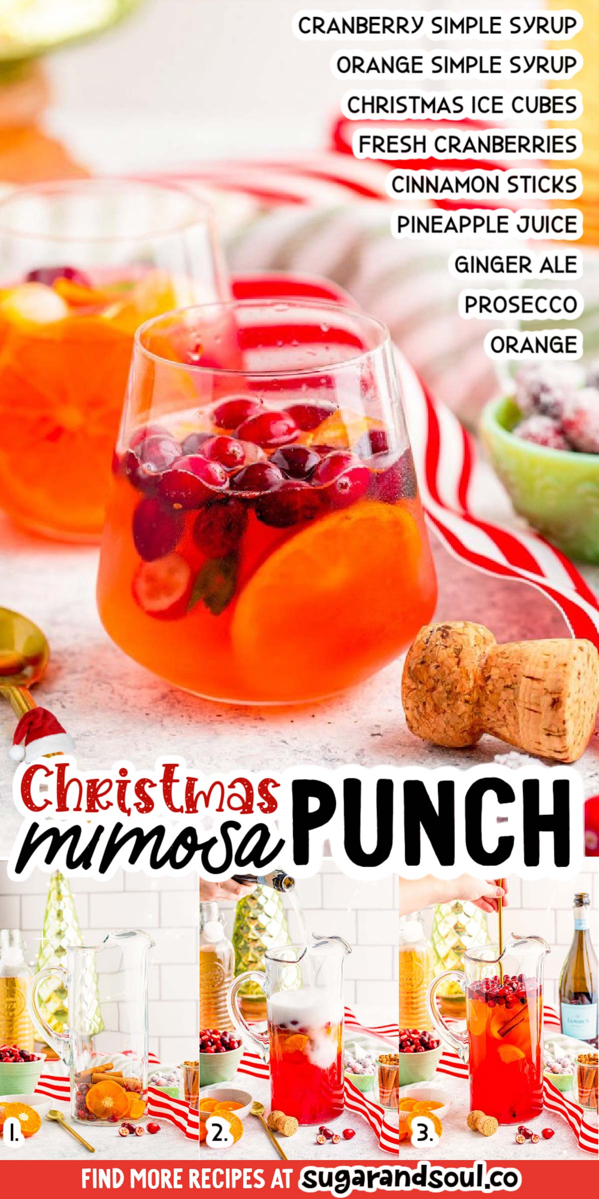 If you're looking for a deliciously easy drink recipe for the upcoming holiday season then this Christmas Mimosa Punch is exactly what you are looking for. It's fruity, easy, and serves a bunch so it's perfect for a Christmas brunch. via @sugarandsoulco