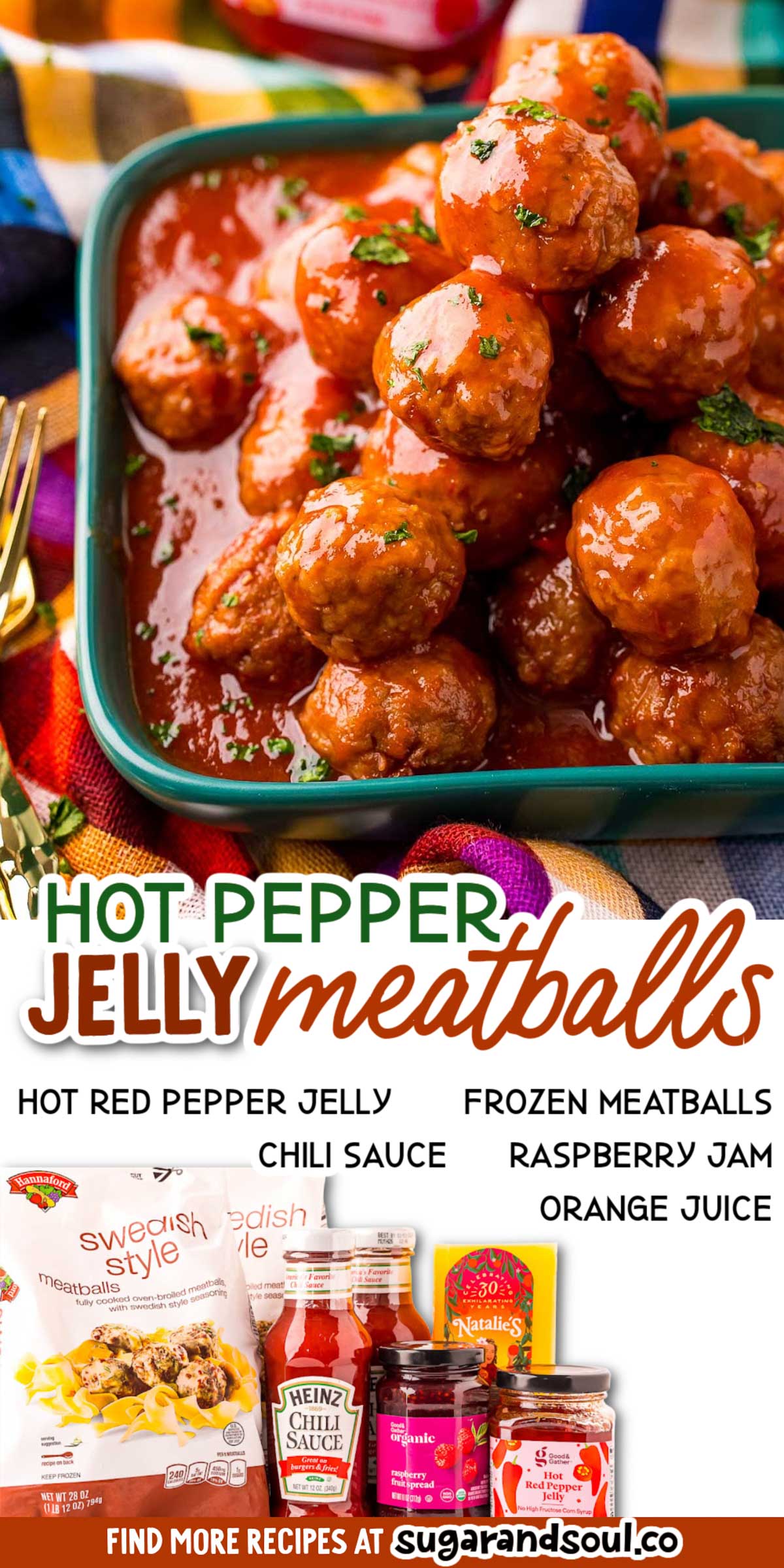 Hot Pepper Jelly Meatballs turns frozen meatballs and 4 other simple ingredients into a sweet and spicy appetizer that friends and family will love! Simply toss the ingredients into the crockpot and your work is done! via @sugarandsoulco