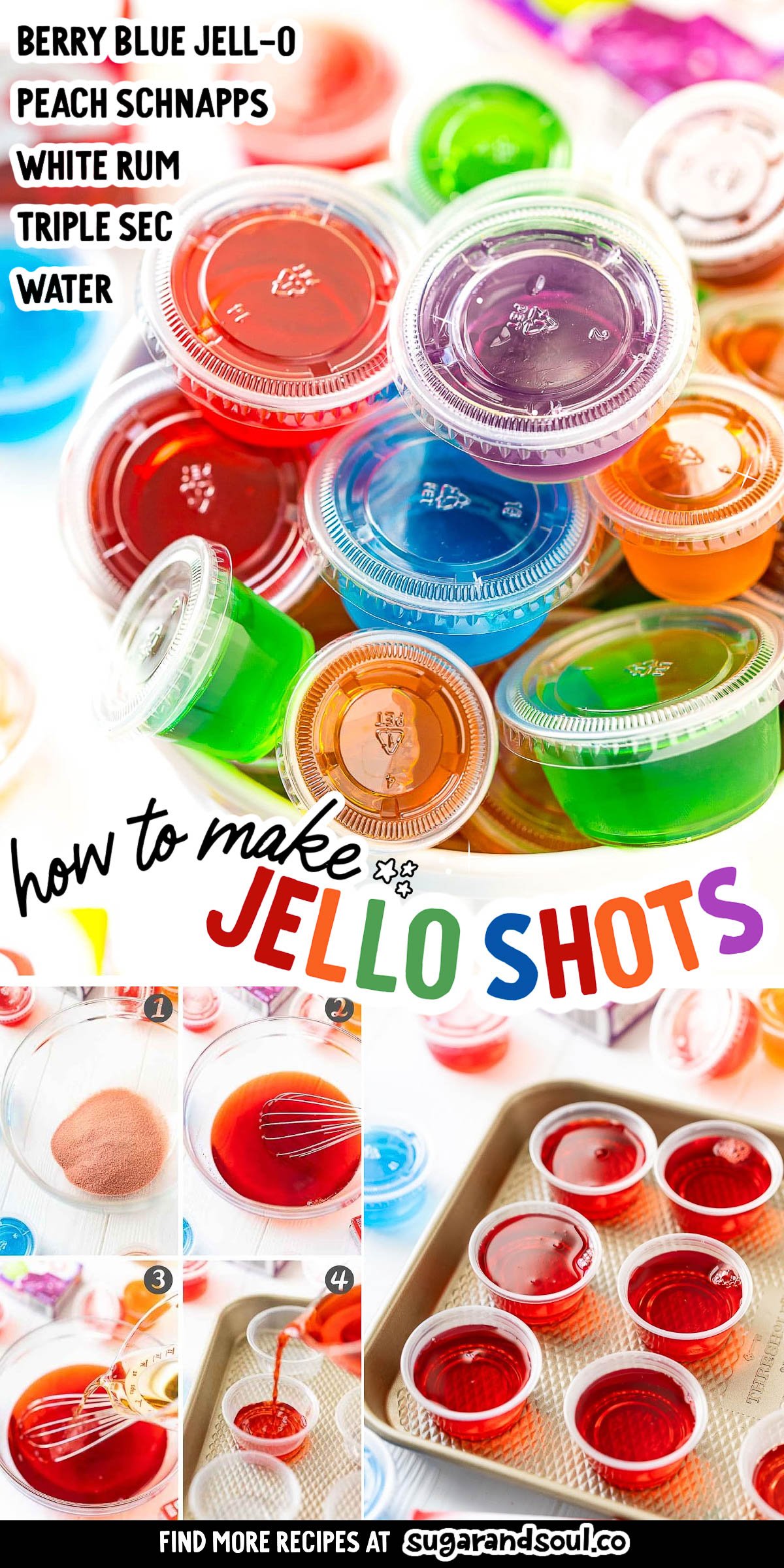 Looking for a fun, easy, and fruity cocktail for parties? These shots are made with Jell-O or gelatin and alcohol! This is the Ultimate Guide for How To Make Jello Shots where I'll share tips, ideas, and some of my favorite recipes! via @sugarandsoulco