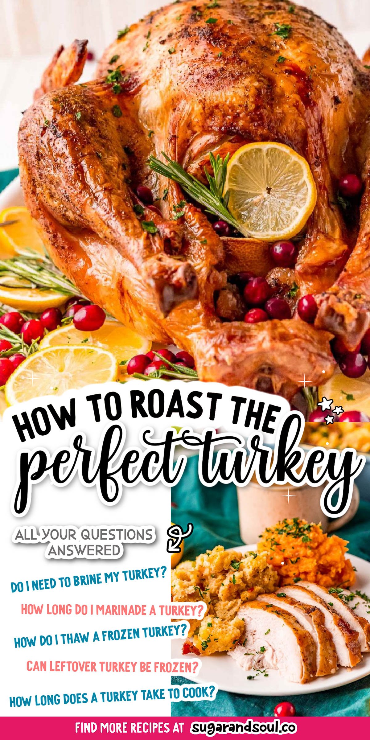 Cooking a Turkey is easier than ever! Follow my simple recipe for preparing and roasting a delicious and juicy Thanksgiving Turkey that will impress the whole family! via @sugarandsoulco