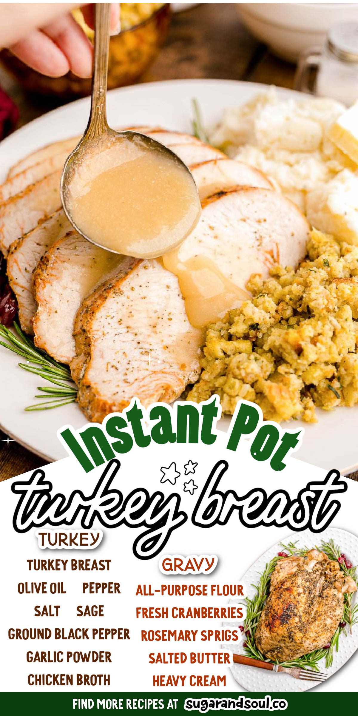 Instant Pot Turkey Breast gets coated in olive oil and a homemade dry seasoning rub before being cooked up to juicy, tender perfection! Cooks in just 45 minutes! via @sugarandsoulco
