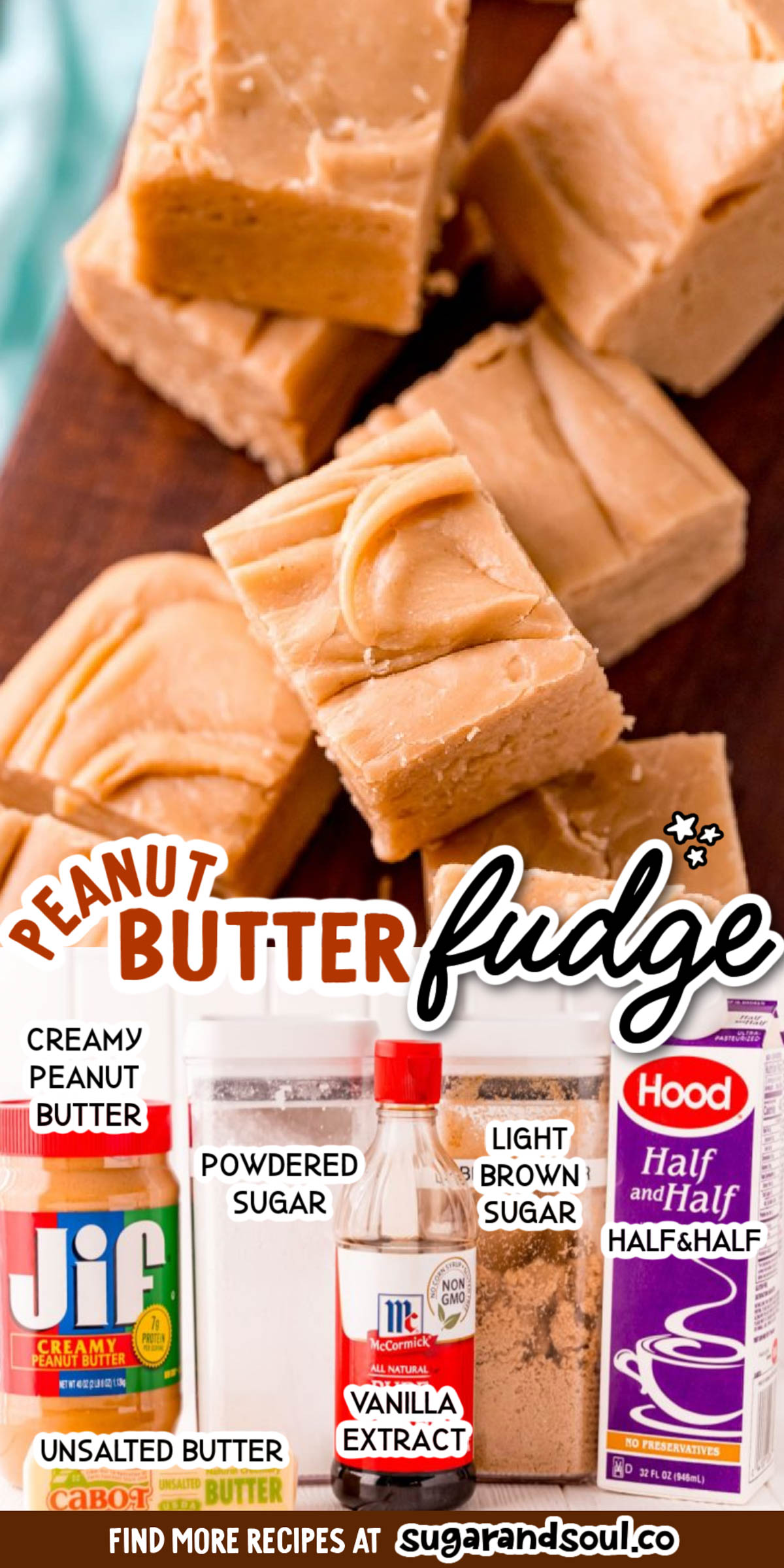 This Easy Peanut Butter Fudge is a simple recipe to make and is the perfect balance of sweet and salty. It's soft and creamy and great for the holidays and special occasions or just because! via @sugarandsoulco