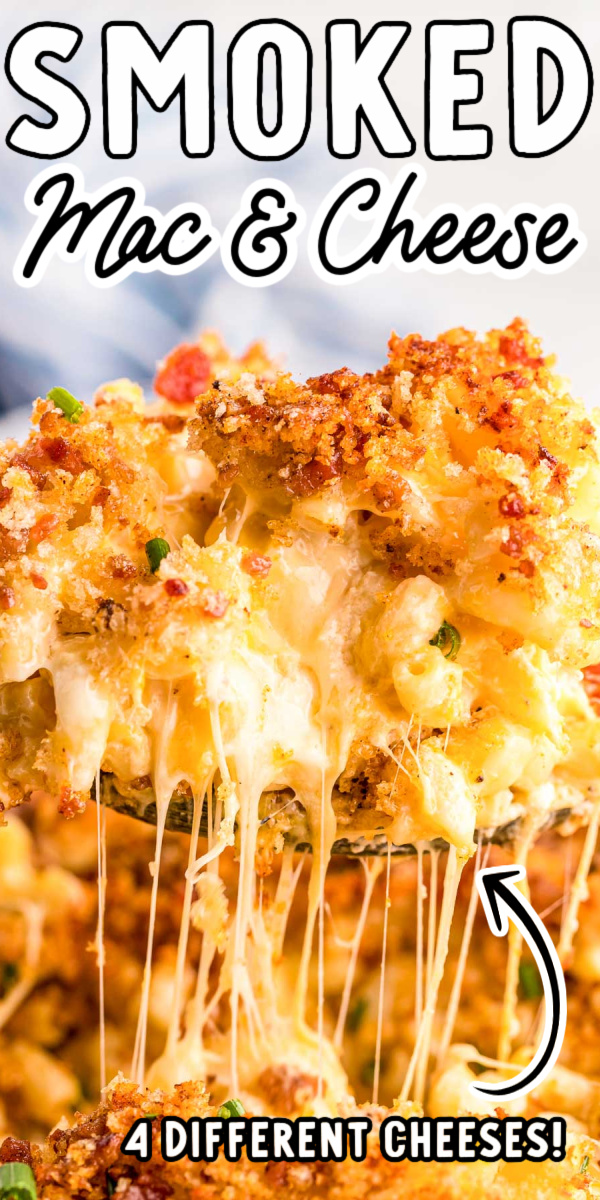 This Smoked Mac and Cheese is loaded with gouda, cheddar, and sharp cheddar cheese then covered in crispy bacon and panko bread crumbs!  via @sugarandsoulco
