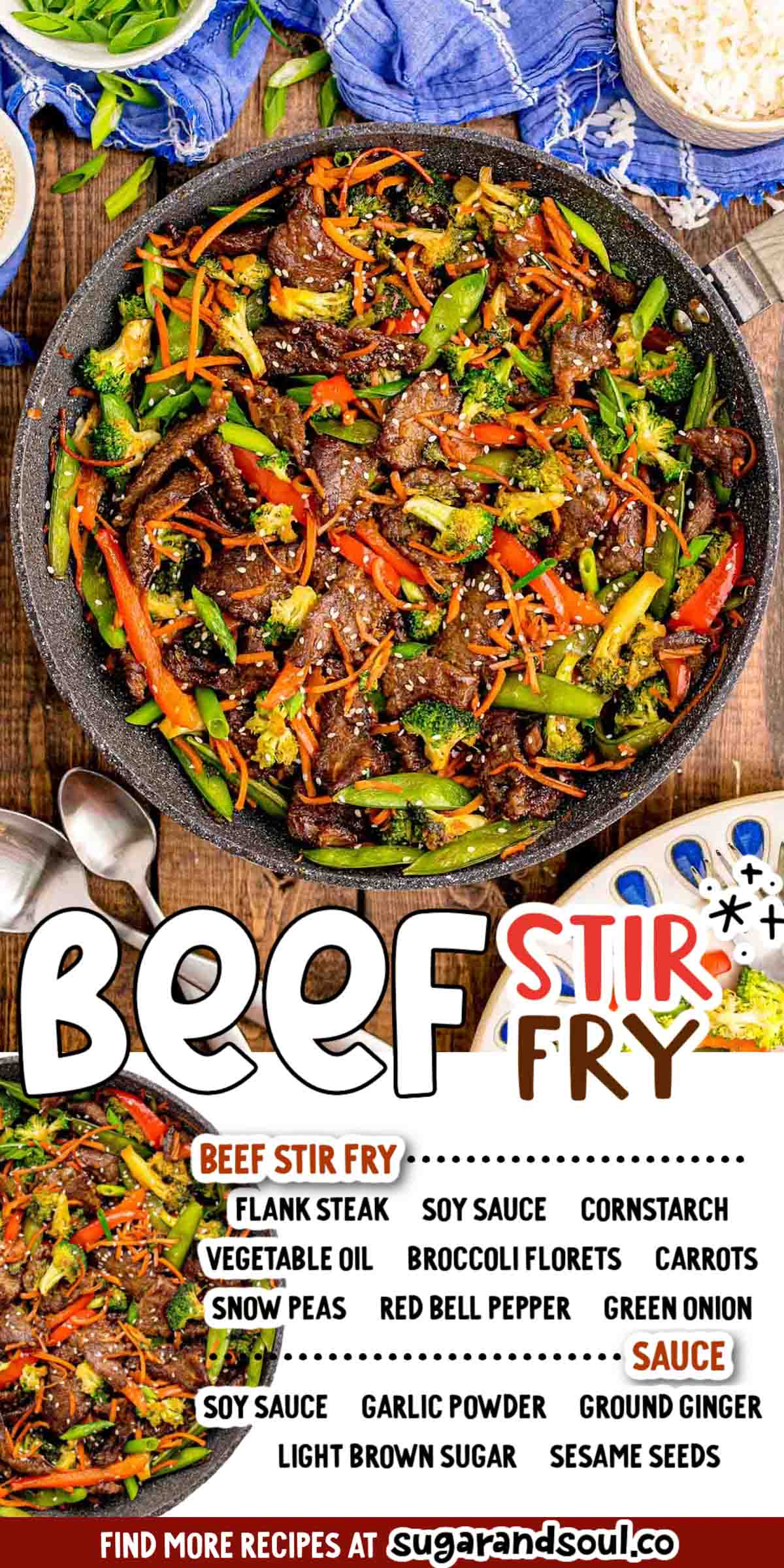This Beef Stir Fry gets dinner on the table in an hour that's packed with protein, vegetables, and tons of delicious flavor that you'll love! Make it with your favorite vegetables! via @sugarandsoulco