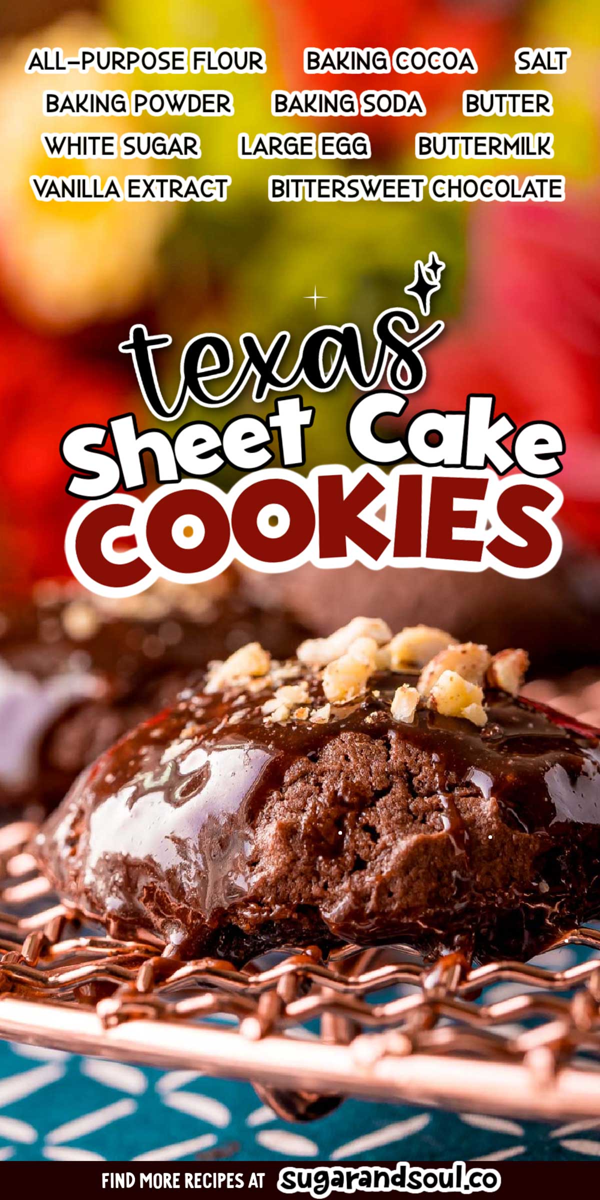 These Texas Sheet Cake Cookies are incredibly chocolatey, dense, and fudgy with a glossy rich chocolate icing making them the ultimate chocolate lovers' dessert! via @sugarandsoulco