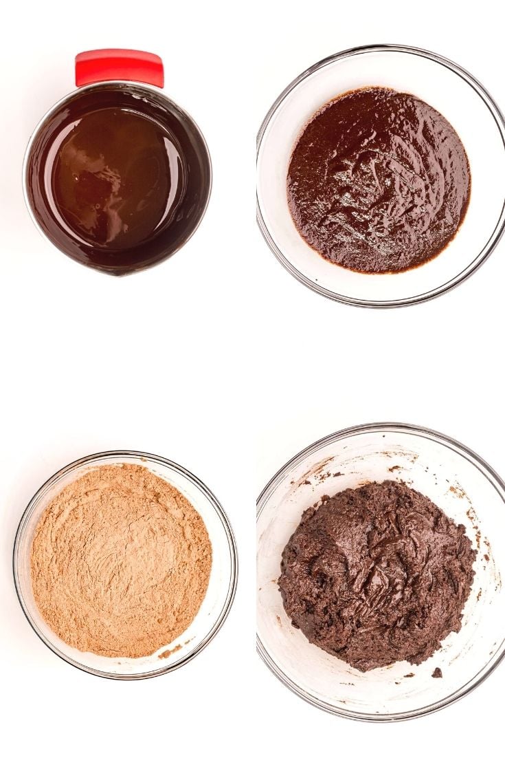 Sep-by-step photo collage showing how to make chocolate sugar cookies.