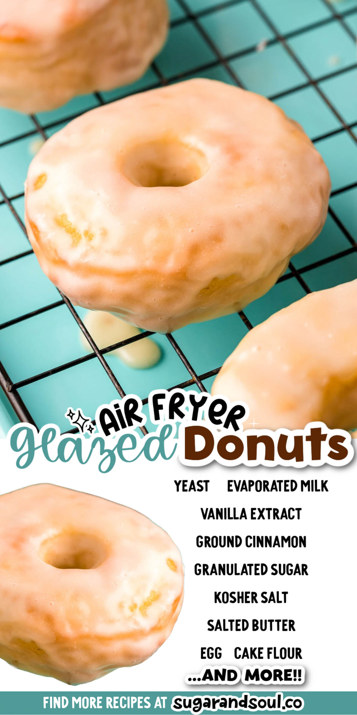 Air Fryer Donuts are lightly crisp on the outside yet tender and fluffy on the inside! Made from scratch using pantry staple ingredients! via @sugarandsoulco