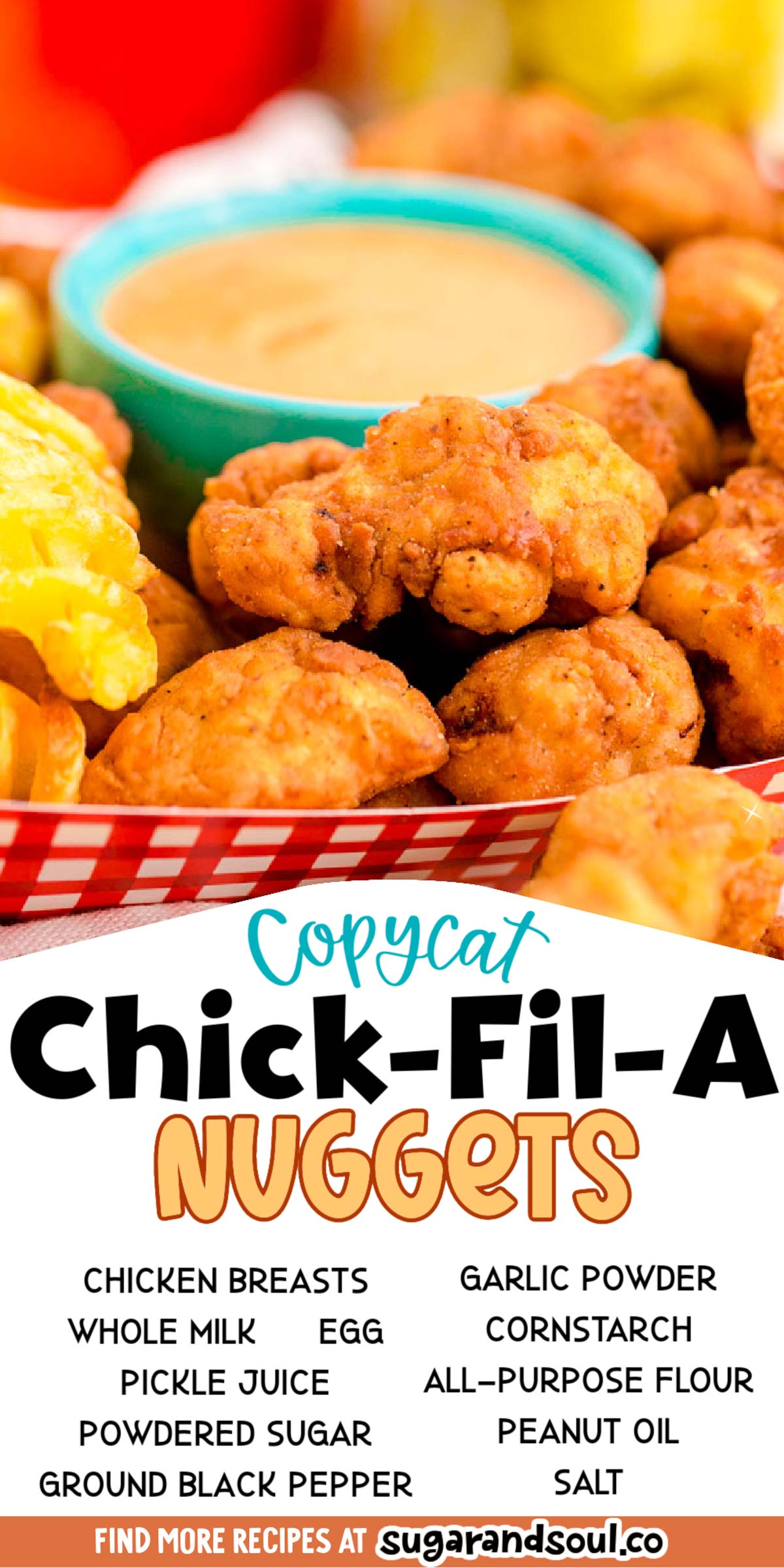 These Chick-fil-A Nuggets are a copycat recipe that creates your favorite fast-food right at home using a handful of easy ingredients! Pair them with your favorite dipping sauce or add them to a salad! via @sugarandsoulco
