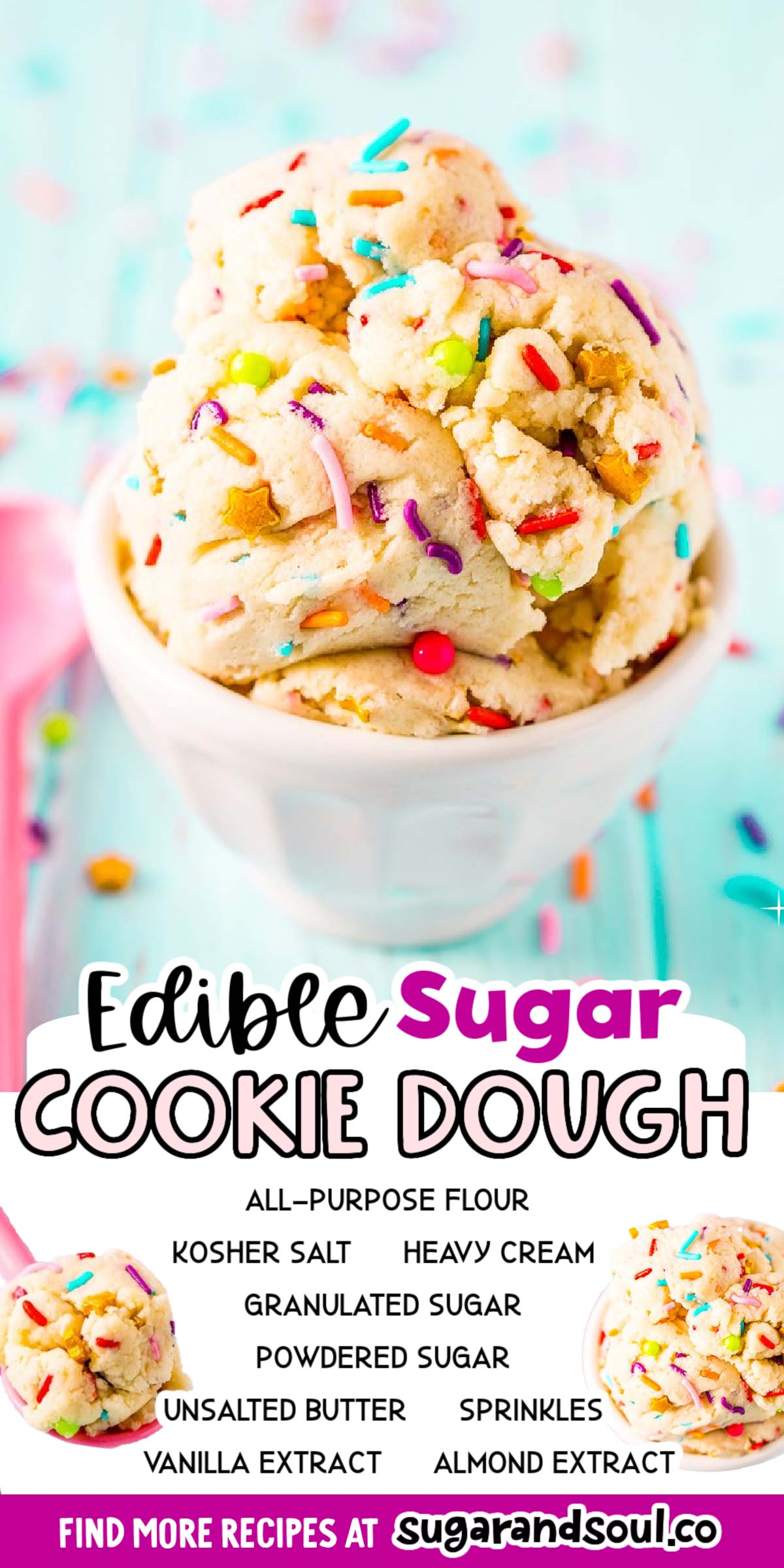 Edible Sugar Cookie Dough is an easy and delicious egg-free treat perfect for parties or just when you're craving something sweet but don't want to wait for cookies to bake! via @sugarandsoulco