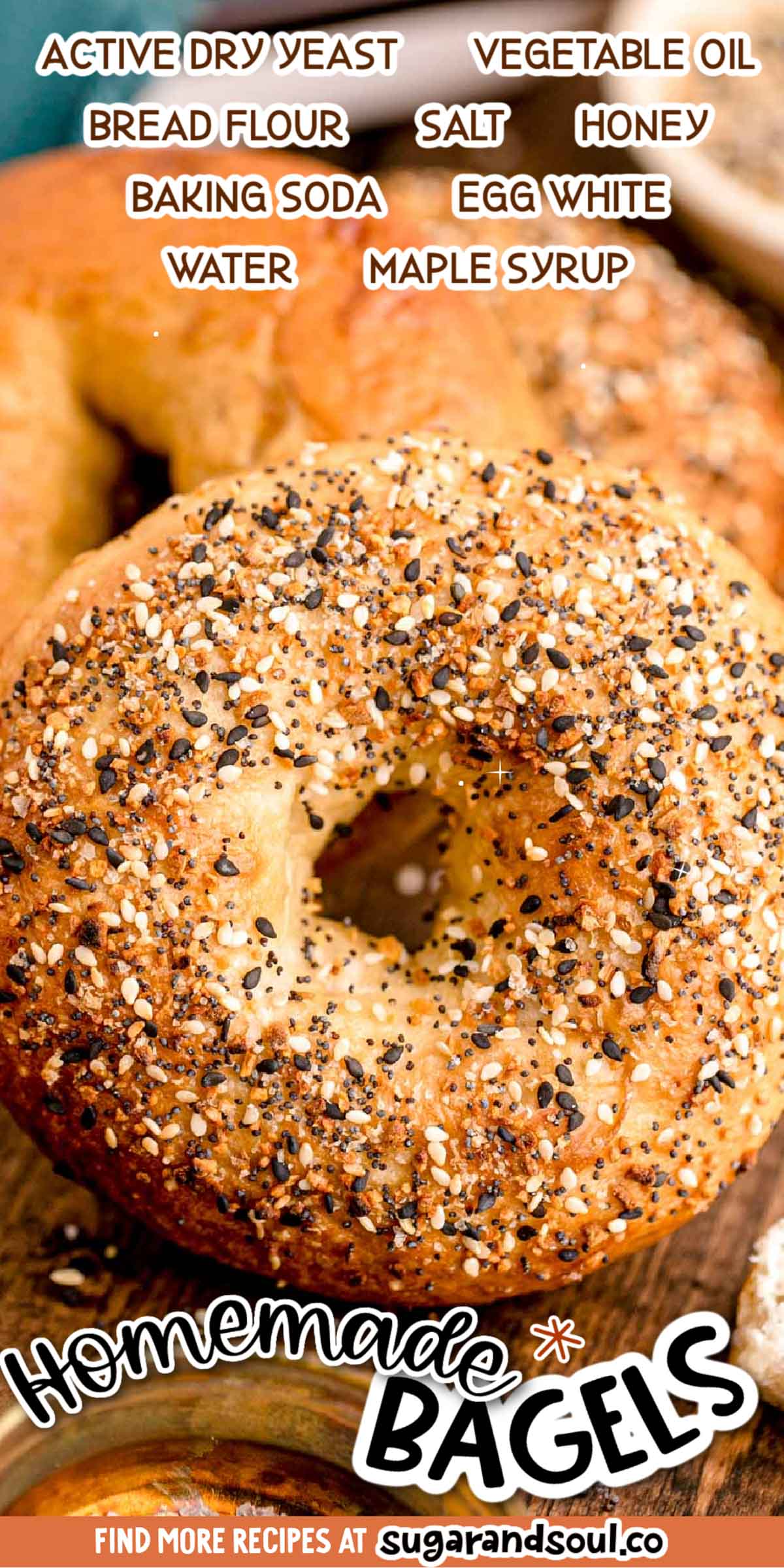 These Homemade Bagels are made with pantry staple ingredients and turn out golden brown, soft, and most importantly, perfectly chewy! Prep this easy-to-follow recipe in just 45 minutes! via @sugarandsoulco