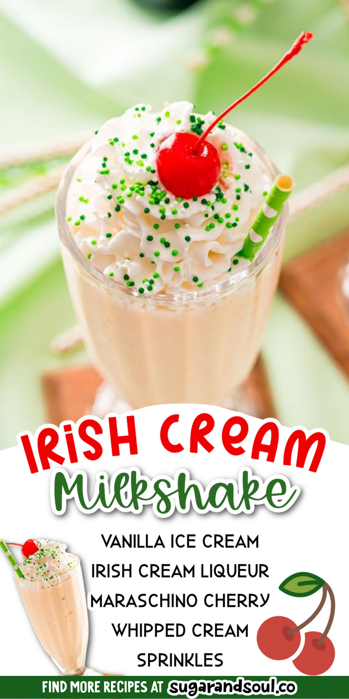 Irish Cream Milkshakes are made with vanilla ice cream and Baileys Irish cream making for the best boozy sweet treat!  via @sugarandsoulco