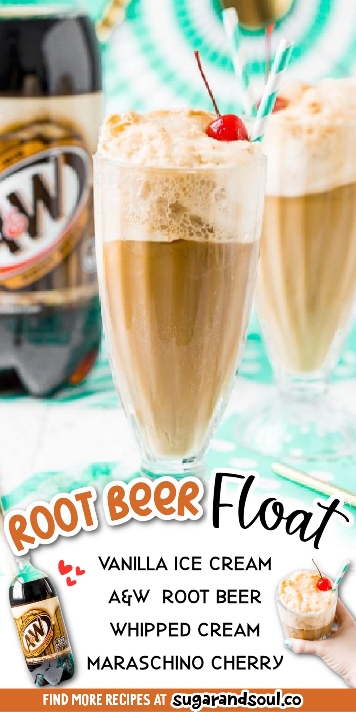 Everyone loves a good A&W® Root Beer Float - a classic and fun drink recipe made with bubbly root beer, creamy vanilla ice cream, and a few other ingredients that takes it over the top! Here's how to make the absolute BEST one! via @sugarandsoulco