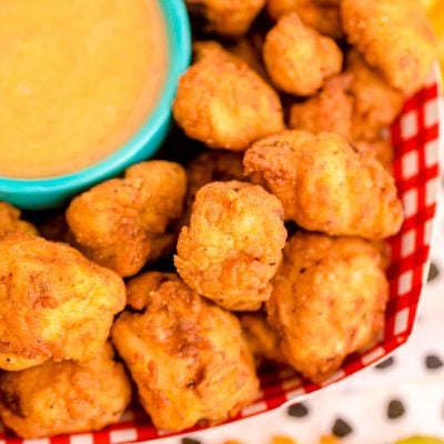 Close up photo of homemade chick-fil-a nuggets.