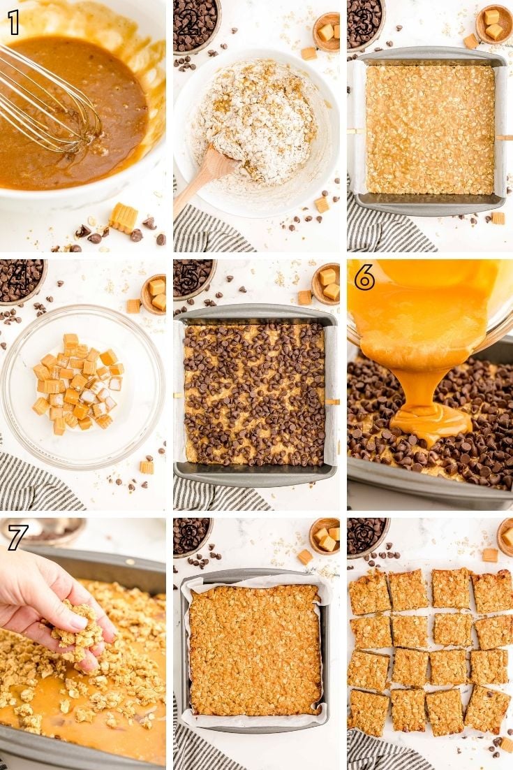 Step-by-step photo collage showing how to make carmelitas.