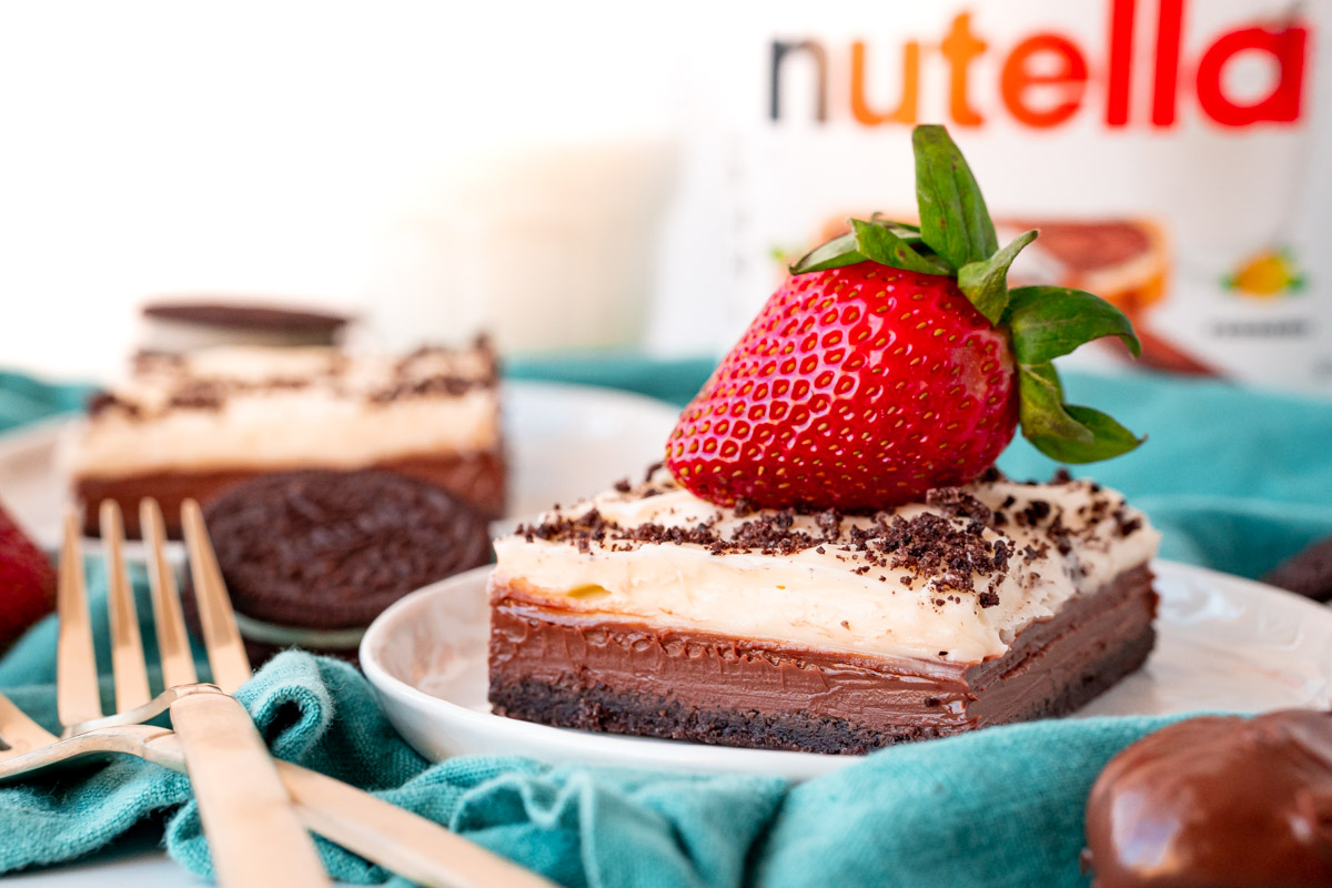 No bake nutella cheesecake bars sugar and soul