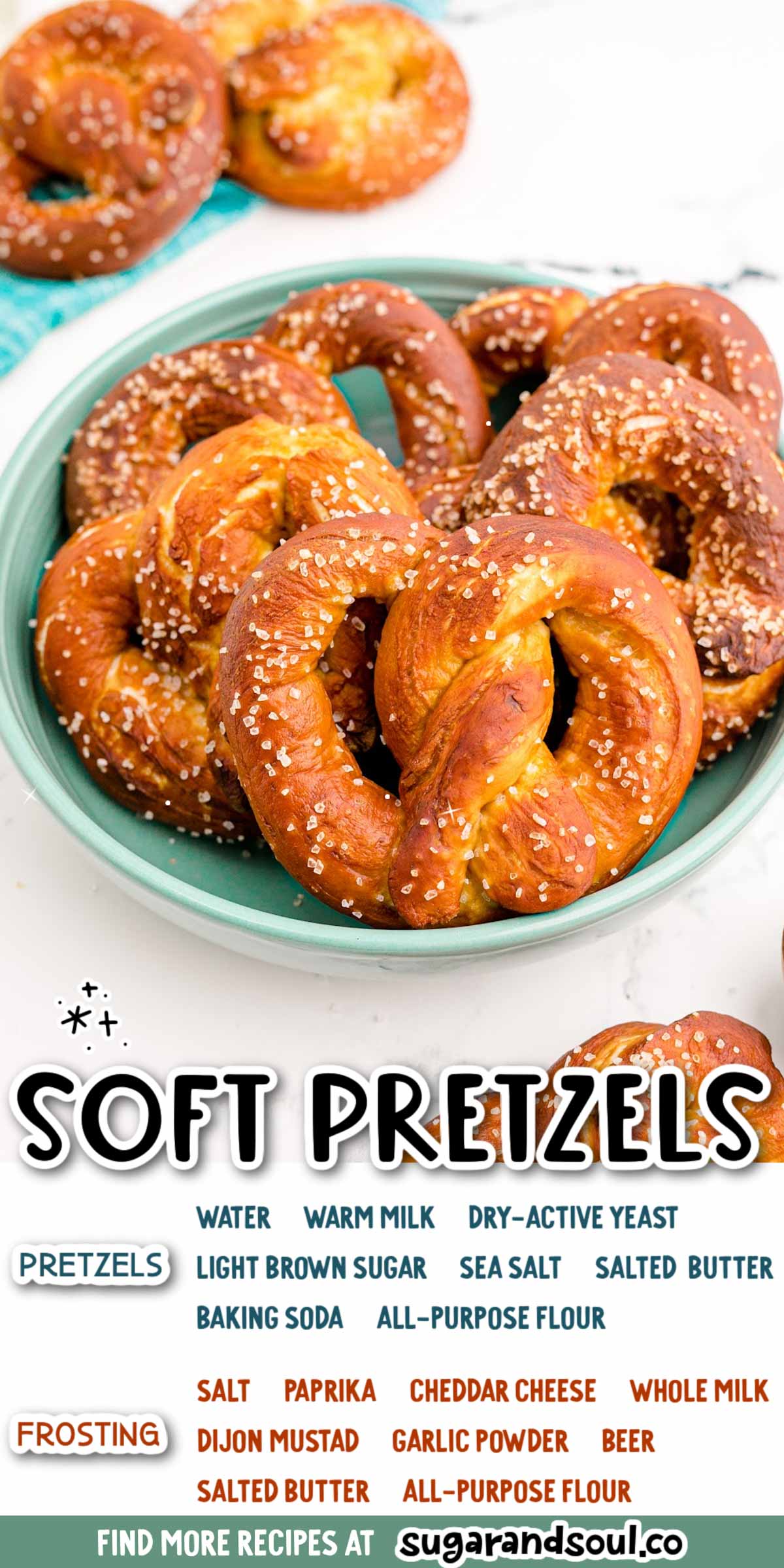 Soft Pretzels are such a comforting homemade appetizer, snack, or side that everyone will look forward to taking a bite of! Pair it with a homemade beer cheese dip for the ultimate game day food! via @sugarandsoulco