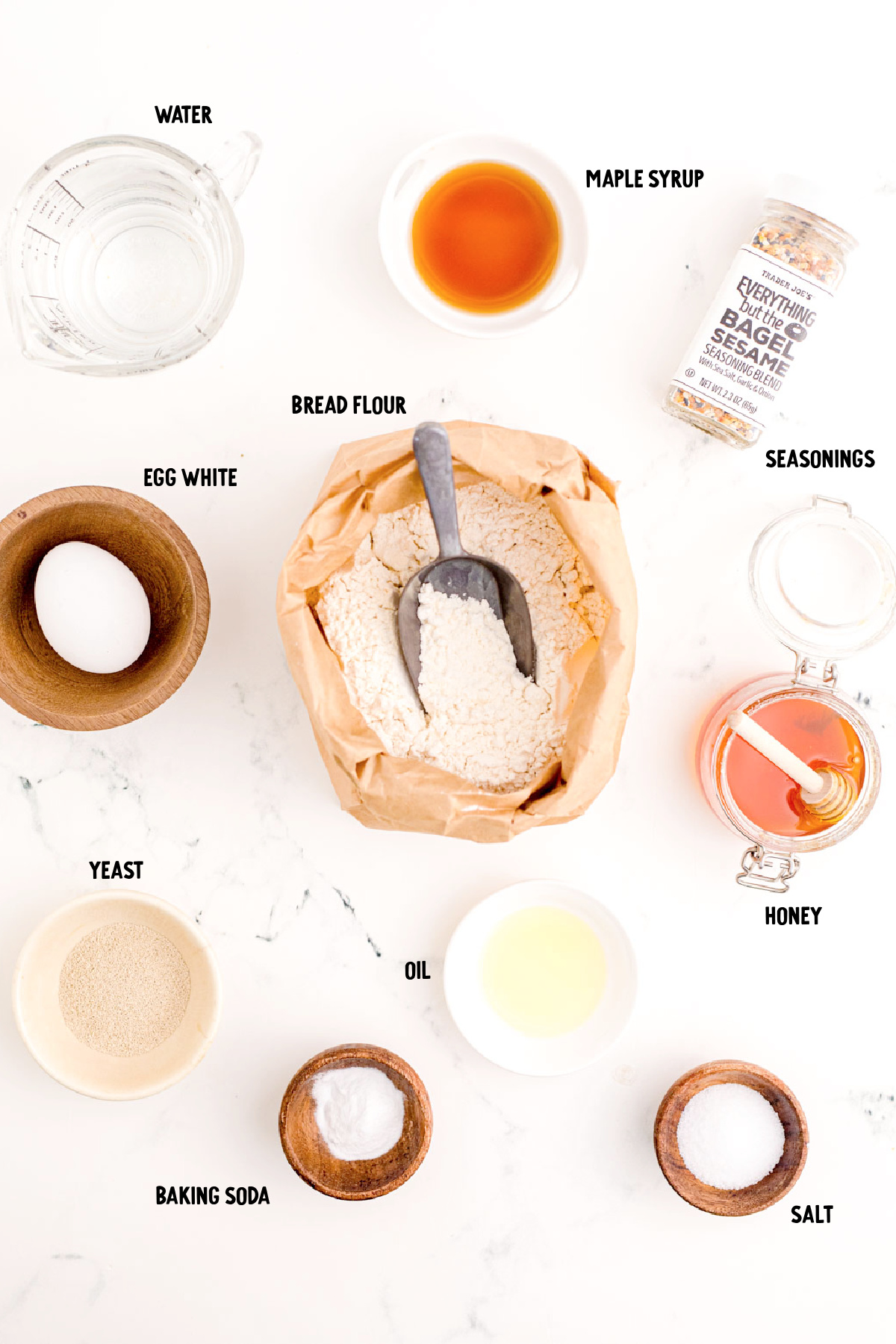 Ingredients to make bagels