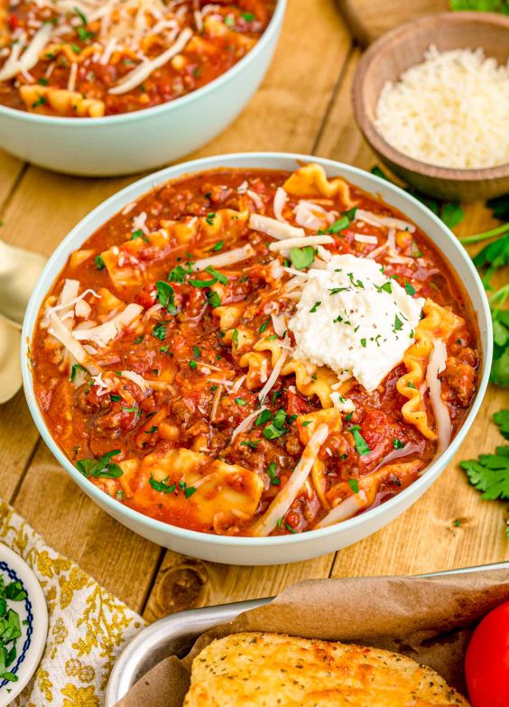 Incredible Lasagna Soup - Sugar and Soul