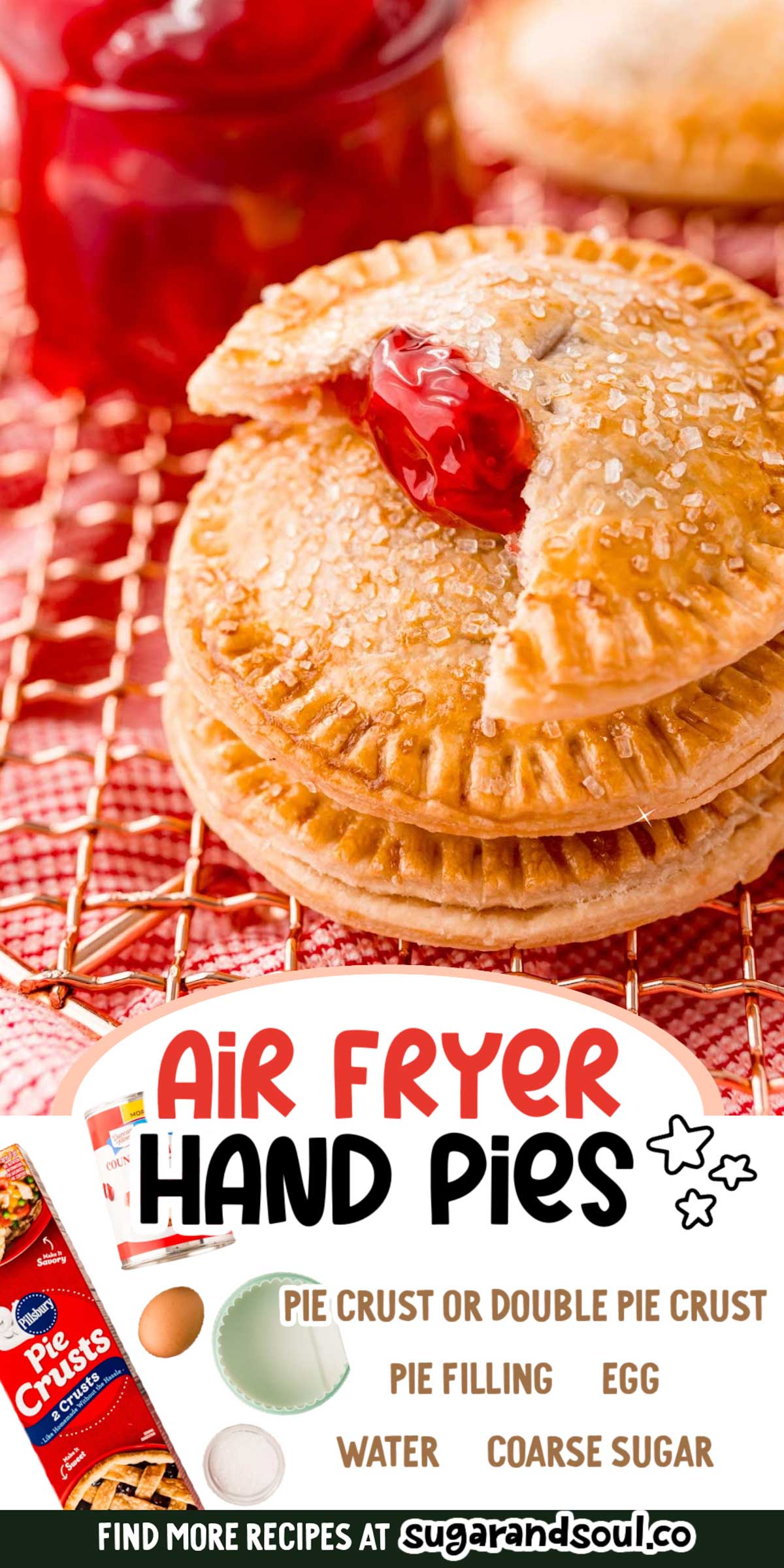 These Air Fryer Hand Pies are a delicious treat that’s ready in under 20 minutes using only 4 ingredients and are completely customizable to your preferred filling!  via @sugarandsoulco
