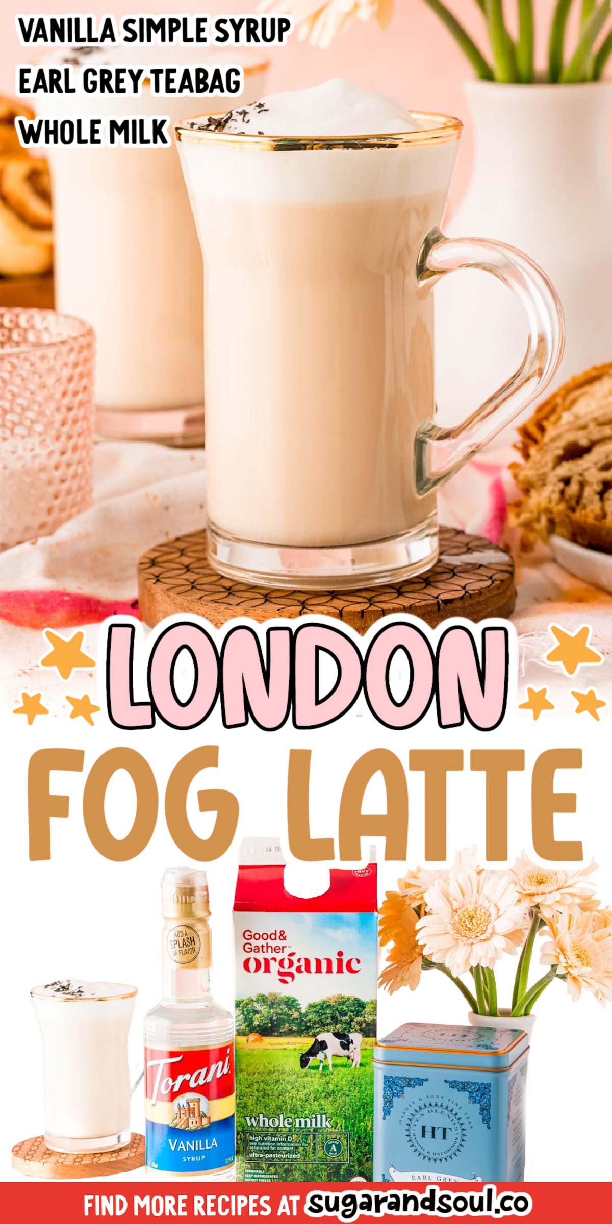 This London Fog Latte is the perfect Starbucks copycat that's made right at home with only 4-ingredients, making it super budget-friendly! via @sugarandsoulco