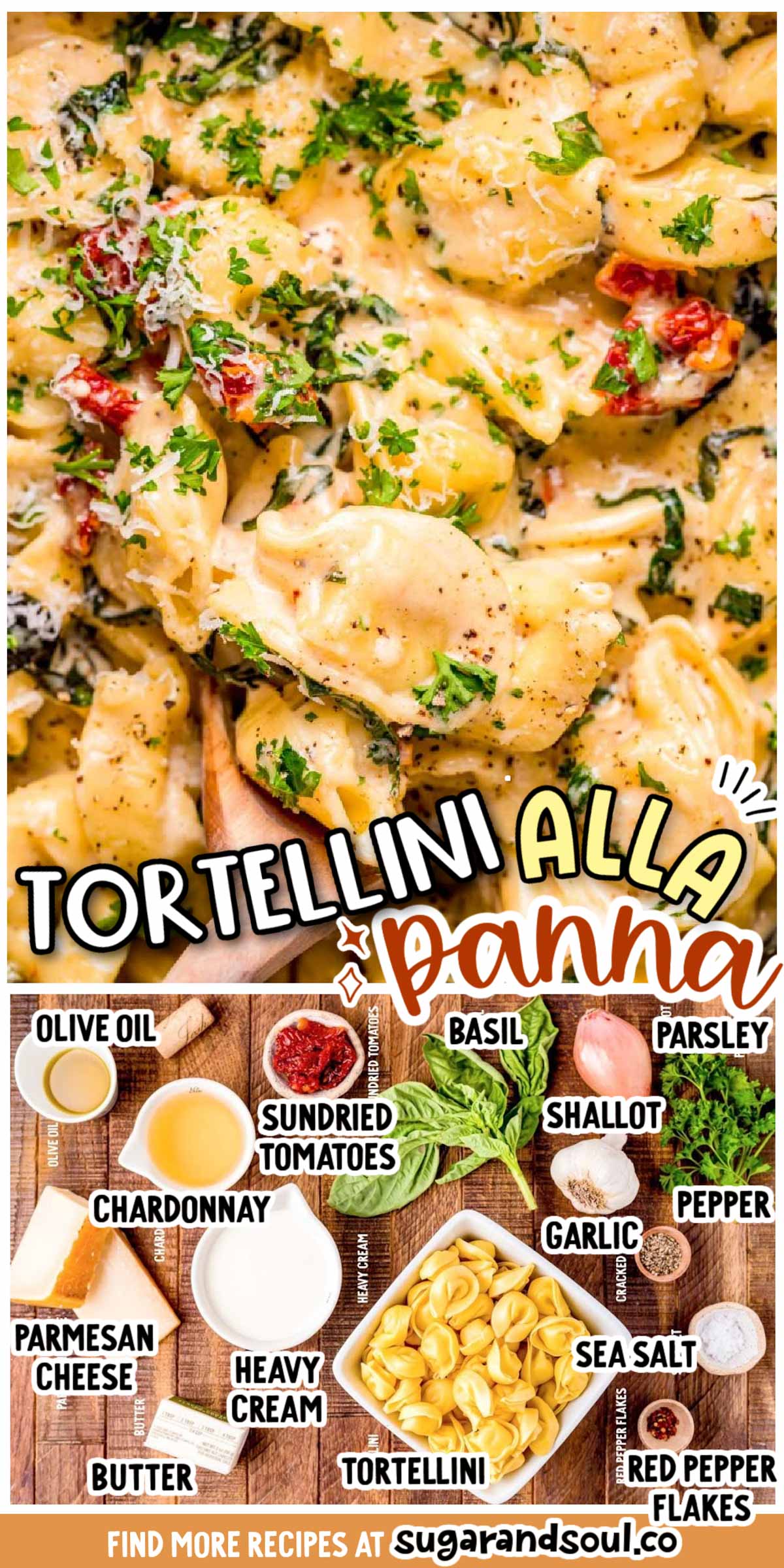 Tortellini Alla Panna is a simple, mouthwatering Italian pasta dish that covers store-bought tortellini in a homemade creamy parmesan sauce! Take your first bite of this incredible dinner recipe in just 40 minutes! via @sugarandsoulco