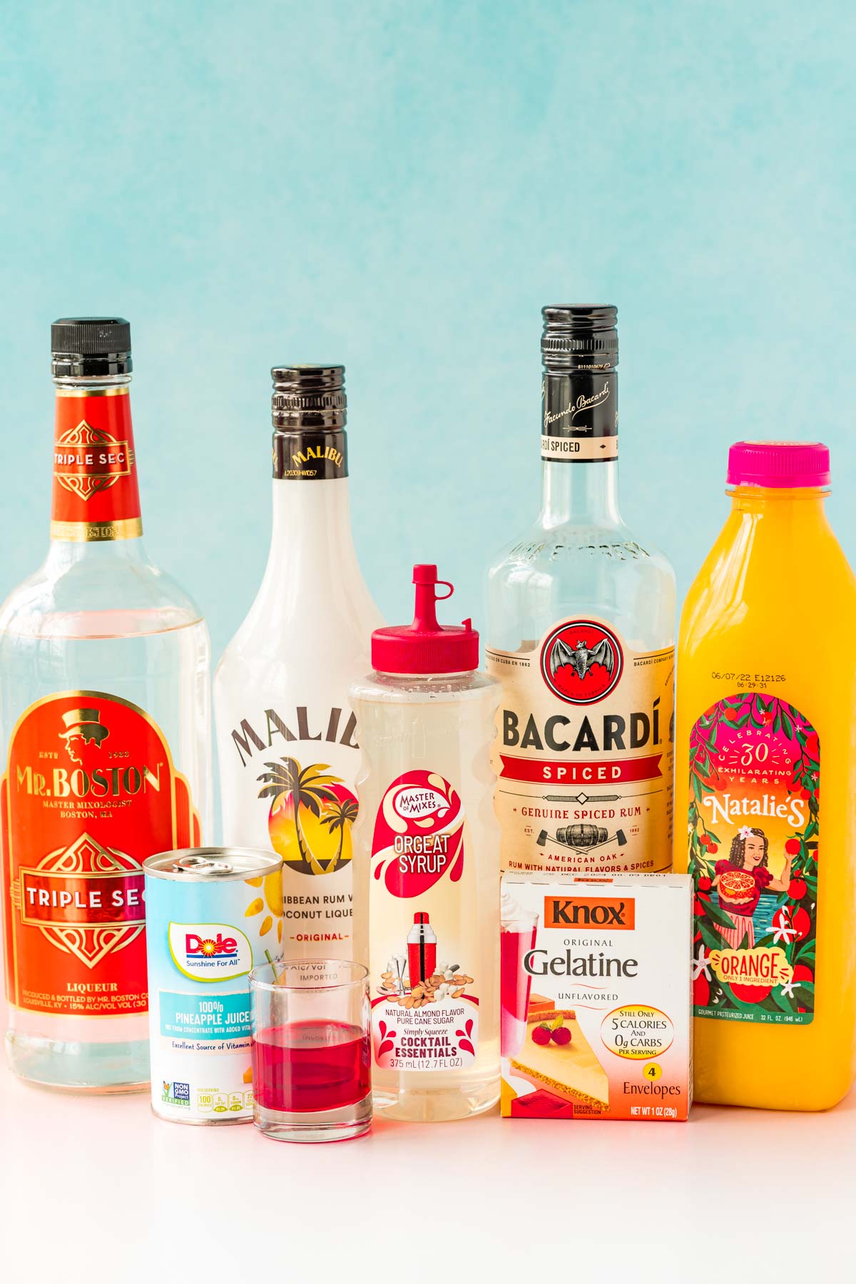 Ingredients to make mai tai jello shots.